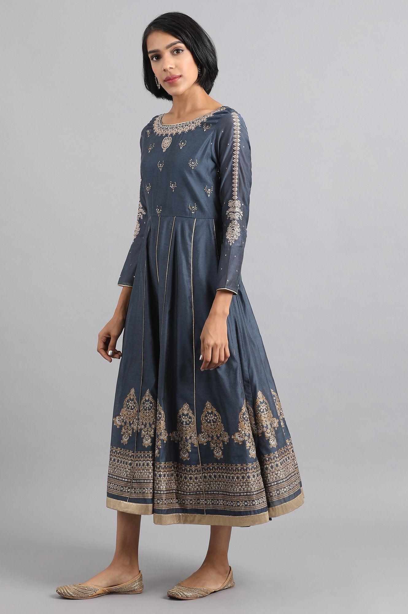 Green Mandarin Neck Printed kurta - Image 3