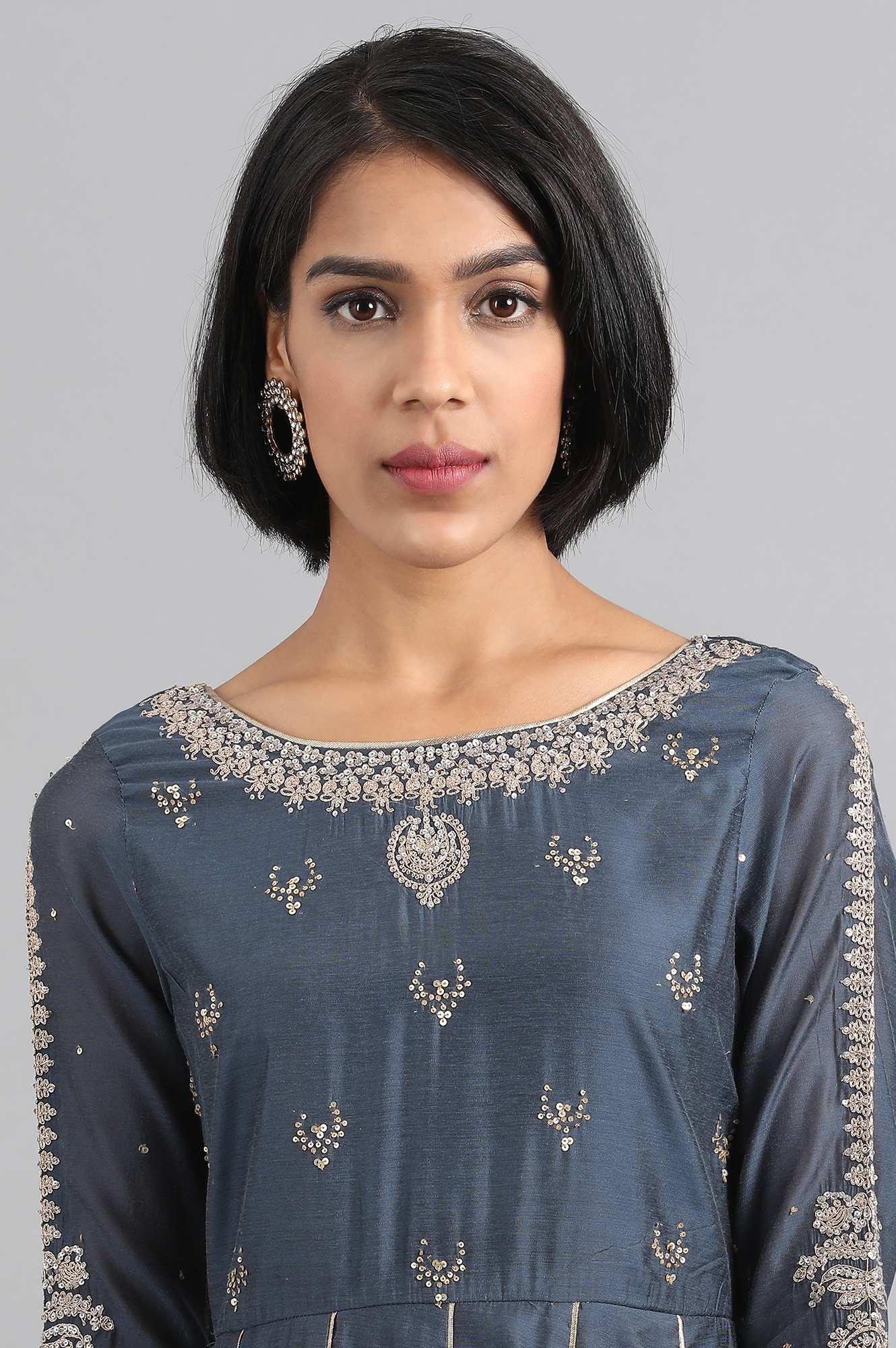 Green Mandarin Neck Printed kurta - Image 5