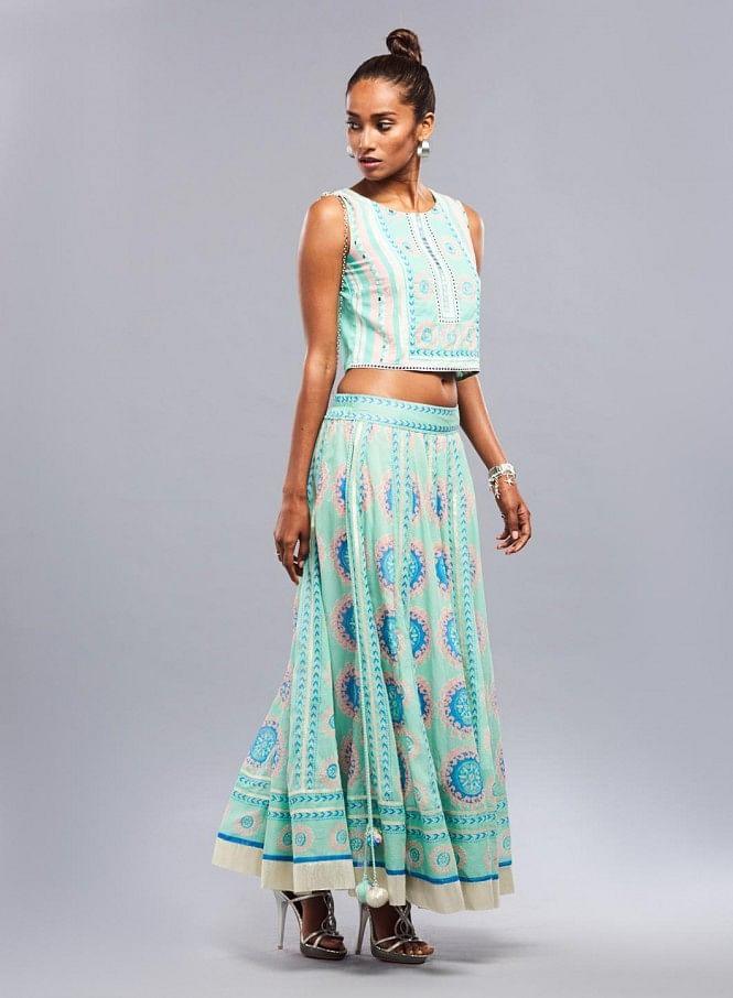 Green Printed Cropped Top - Image 9