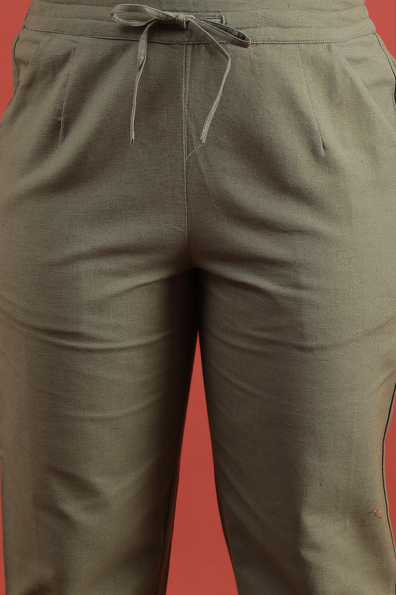 Green Solid Straight Pants - Image 7