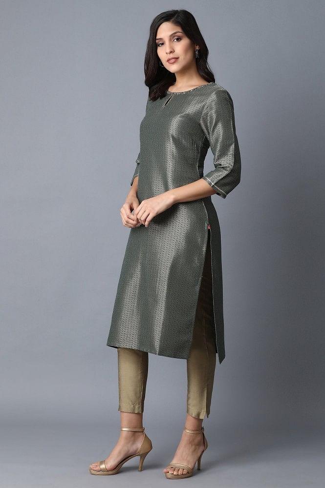 Green Straight kurta - Image 3
