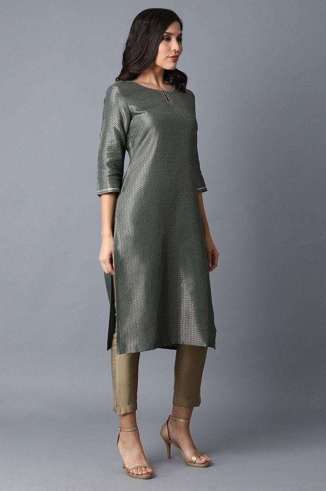 Green Straight kurta - Image 4