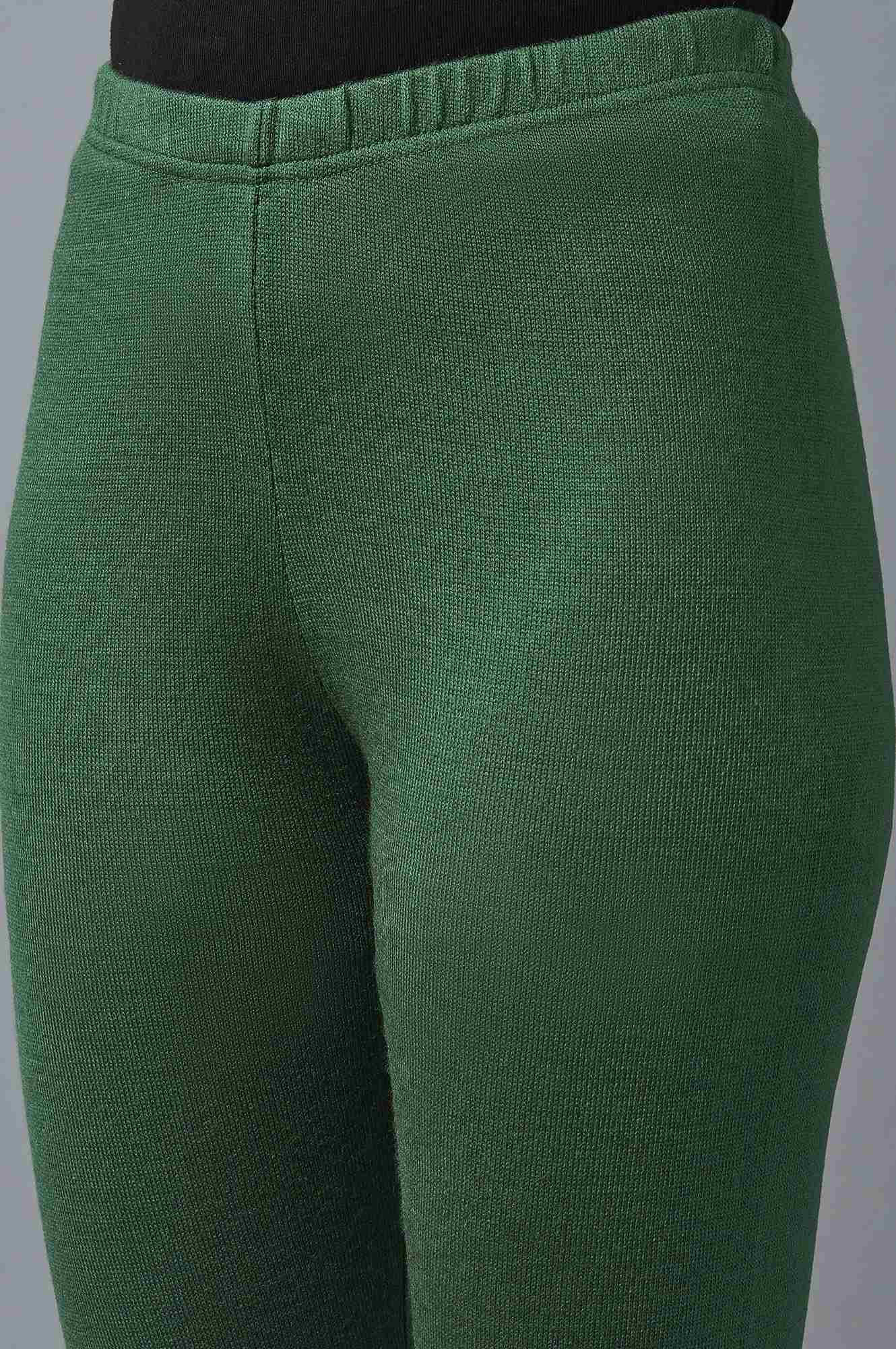 Elleven Women's Green Pointelle Skinny Fit Tights With Elasticated Waist - Image 6