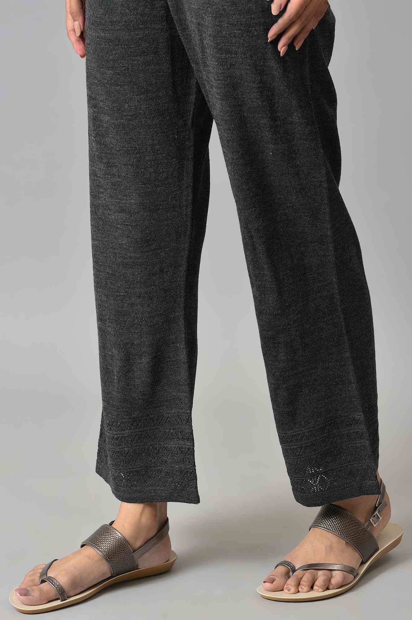 Elleven Women's Grey Geometric Straight Fit Palazzo With Elasticated Waist - Image 8