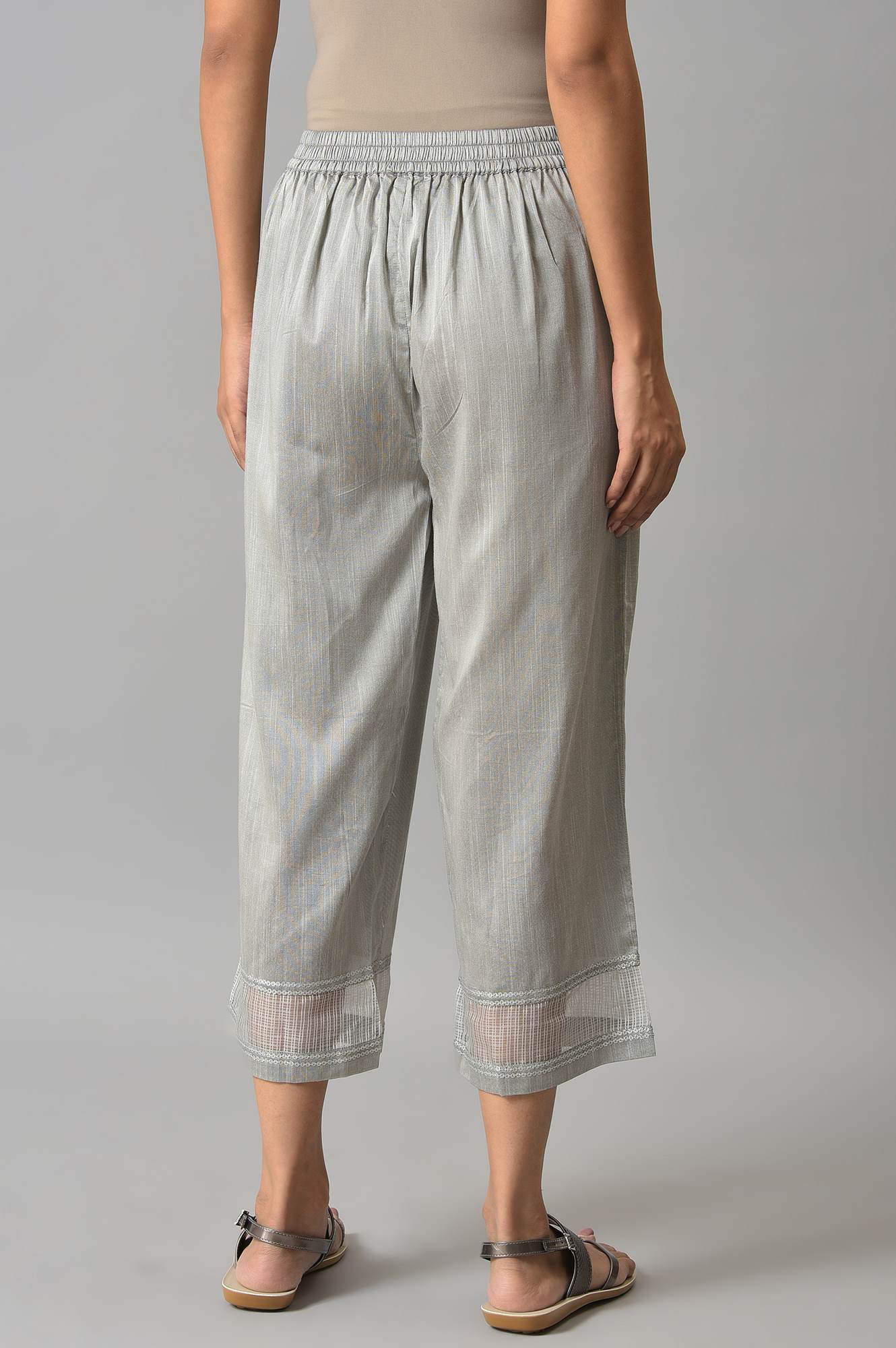 Elleven Women's Grey Solid Straight Fit Culottes With Elasticated Waist - Image 2