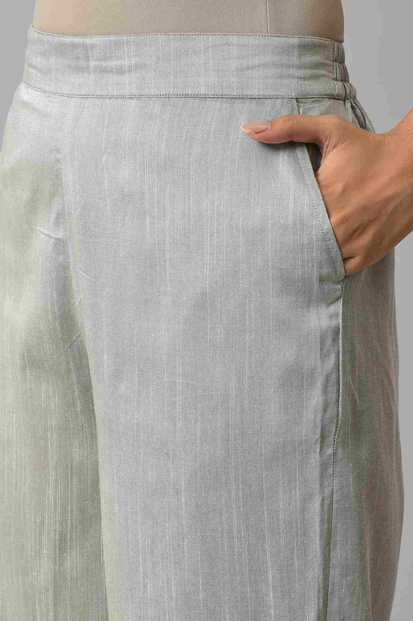 Elleven Women's Grey Solid Straight Fit Culottes With Elasticated Waist - Image 7