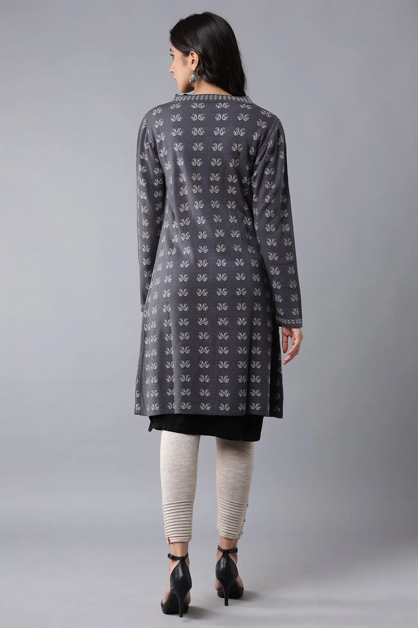 Grey Jaquard Cardigan - Image 2