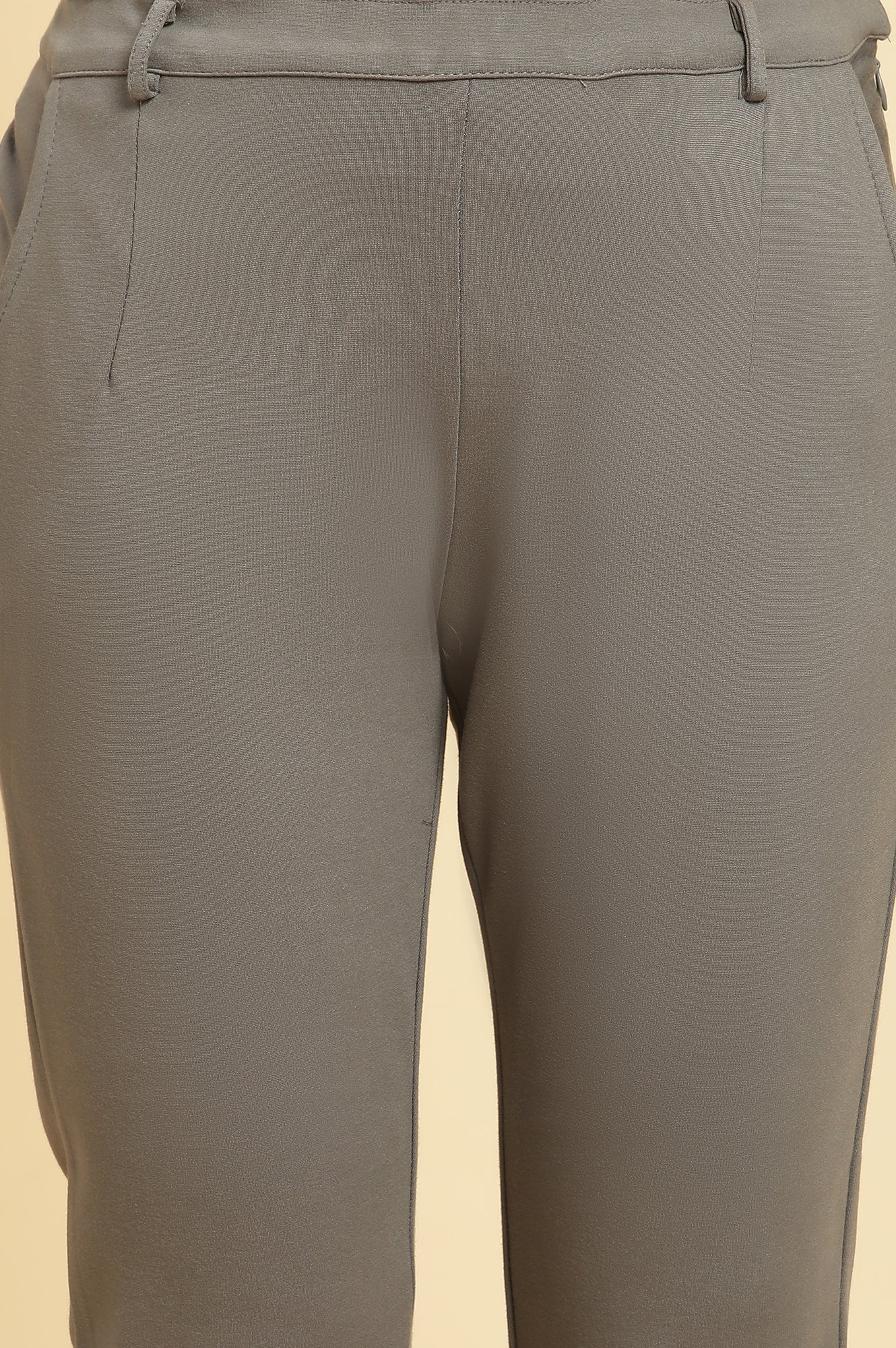 Grey Slim Fit Elasticated Western Pants - Image 6