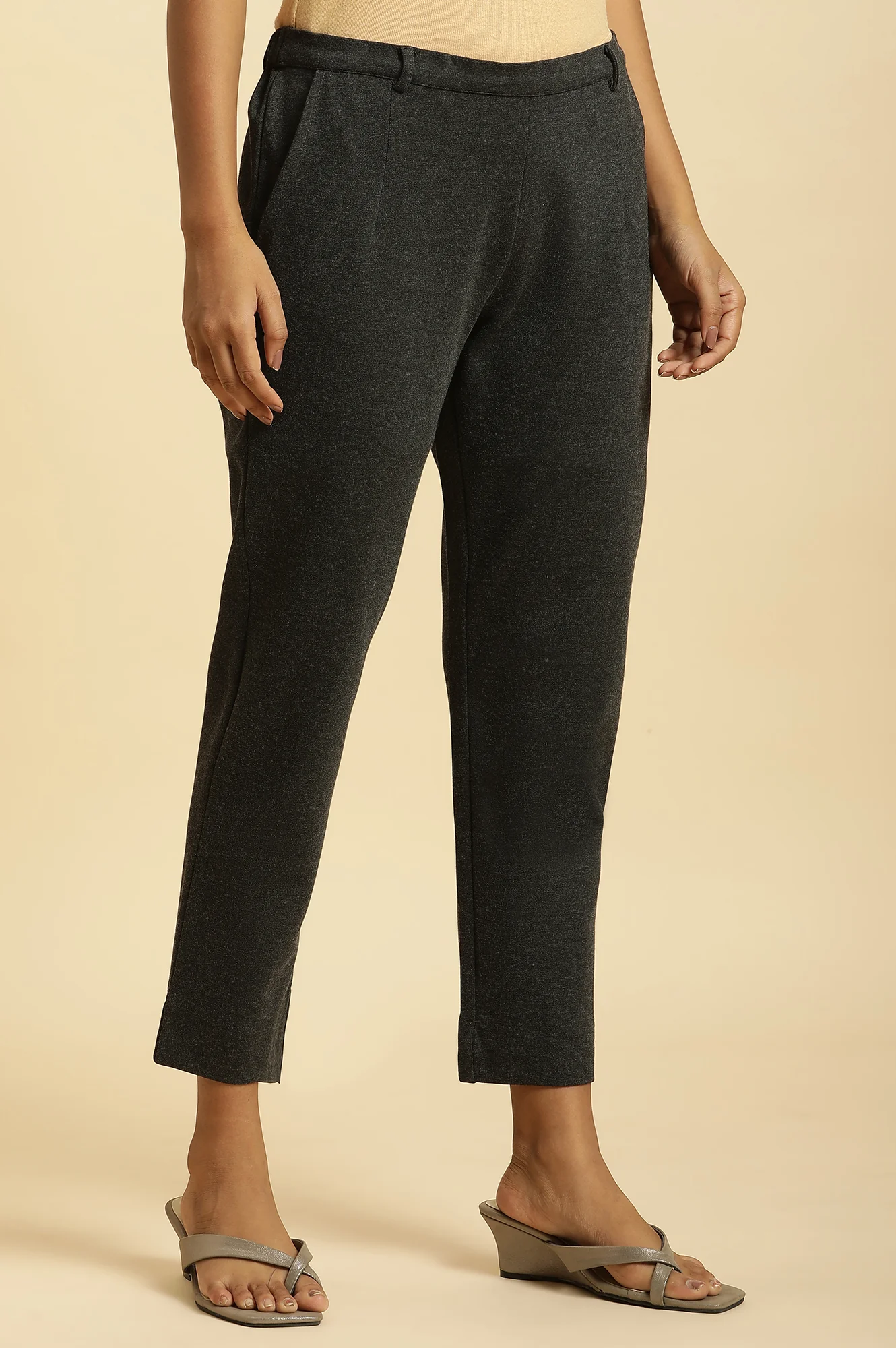 Grey Slim Fit Elasticated Western Pants - Image 4