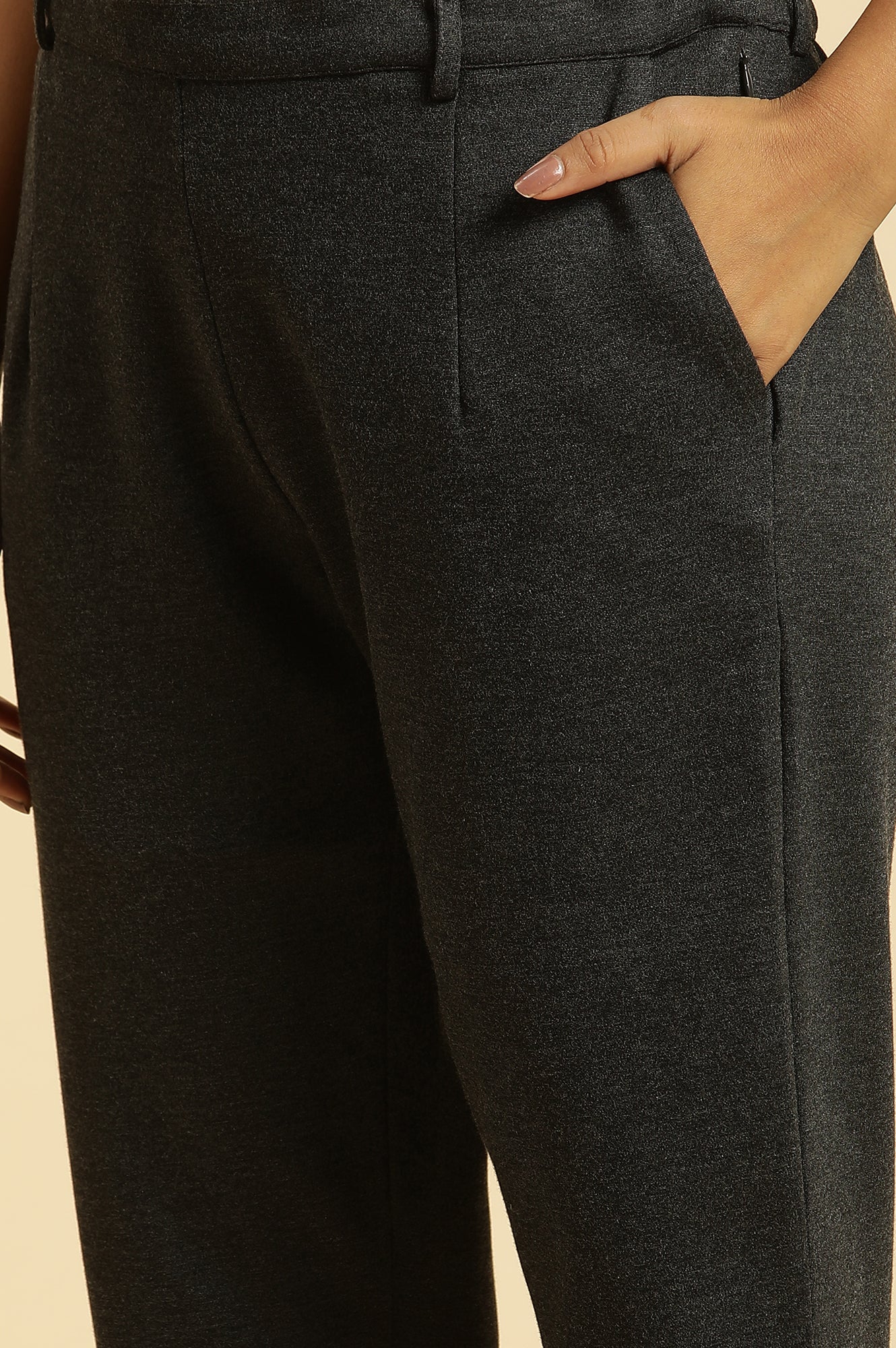 Grey Slim Fit Elasticated Western Pants - Image 7