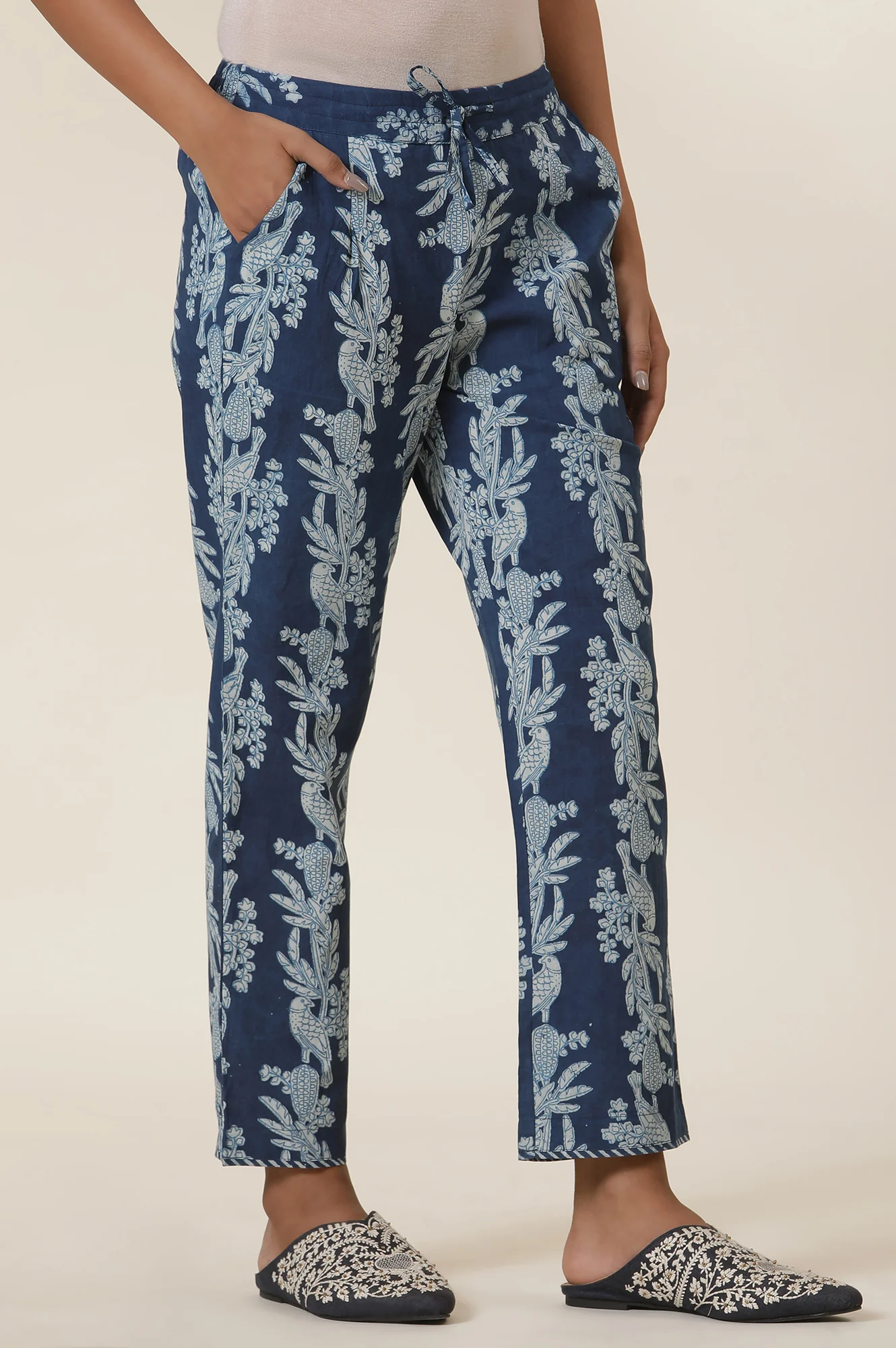 Indigo Block Print Straight Pants - Image 4