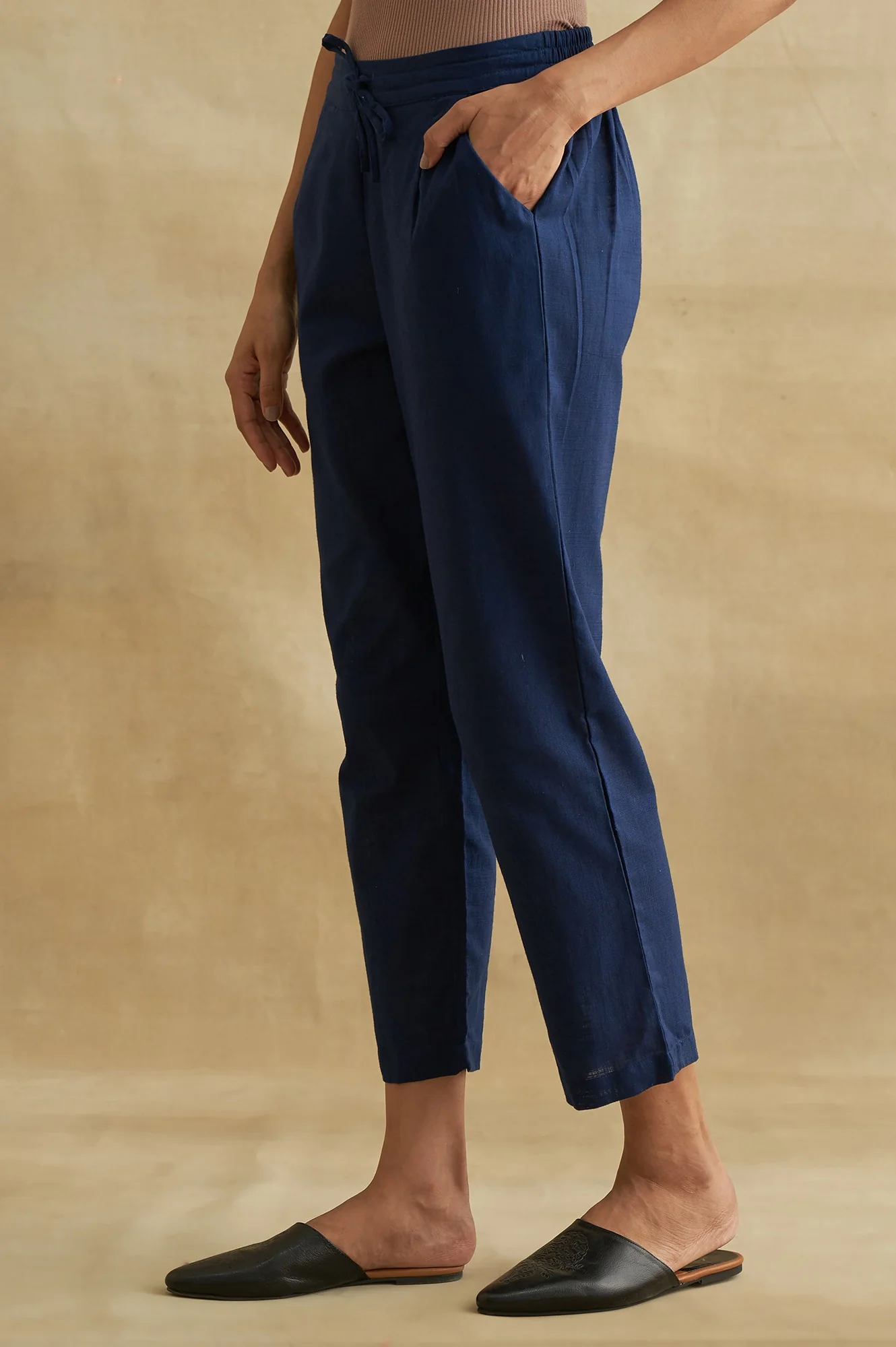 Indigo Solid Straight Pants - Image 3
