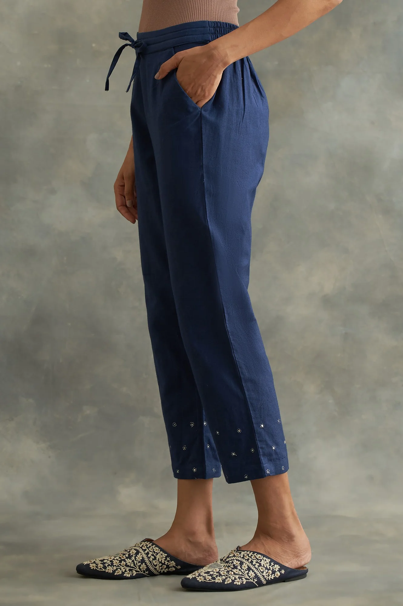 Indigo Solid Straight Pants - Image 3