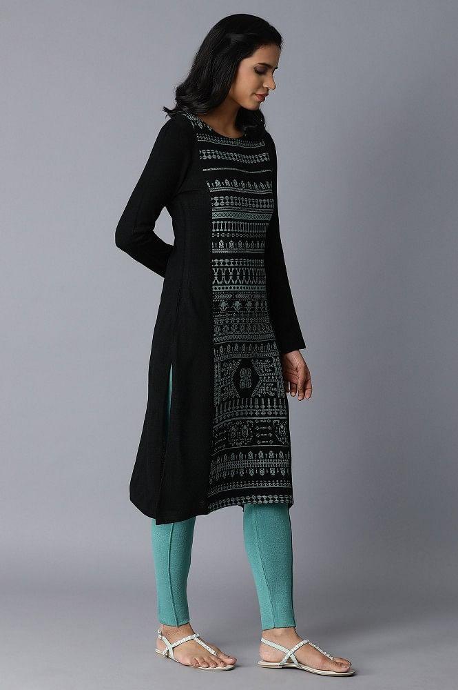 Jade Green Acrylic Jacquard kurta - Image 4