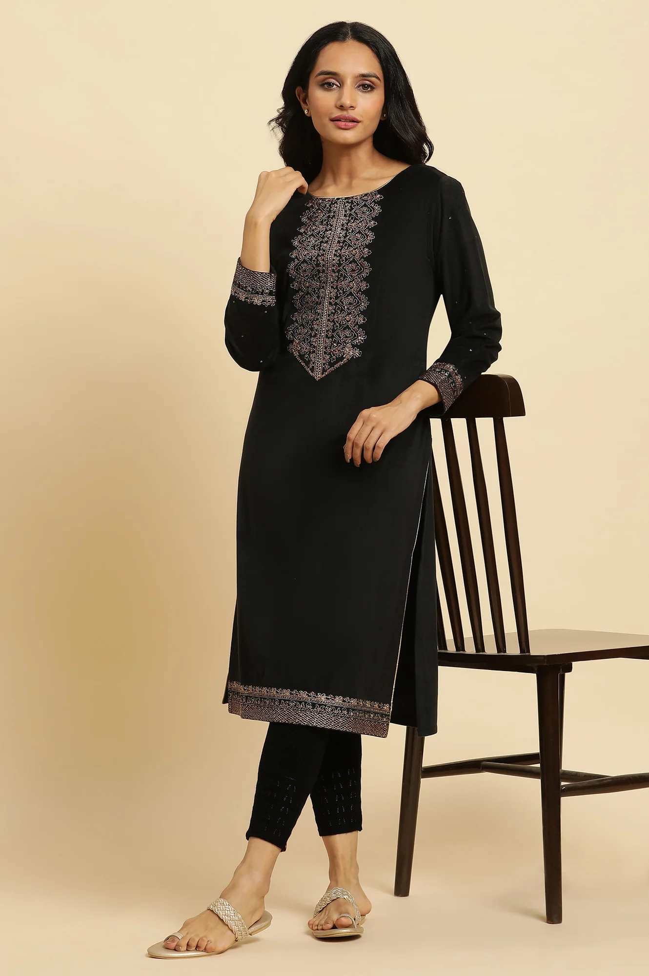 Jet Black Acrylic Winter Tights - Image 5