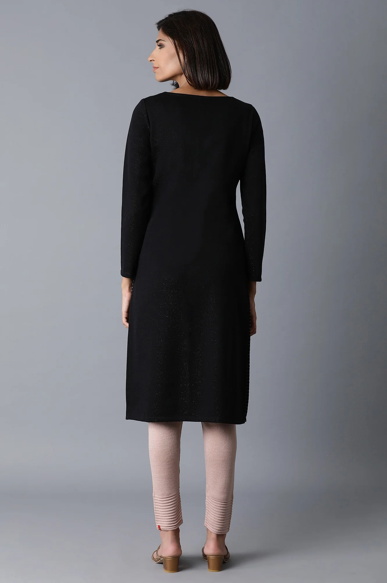 Jet Black Pc Jacquard Kurta - Image 2
