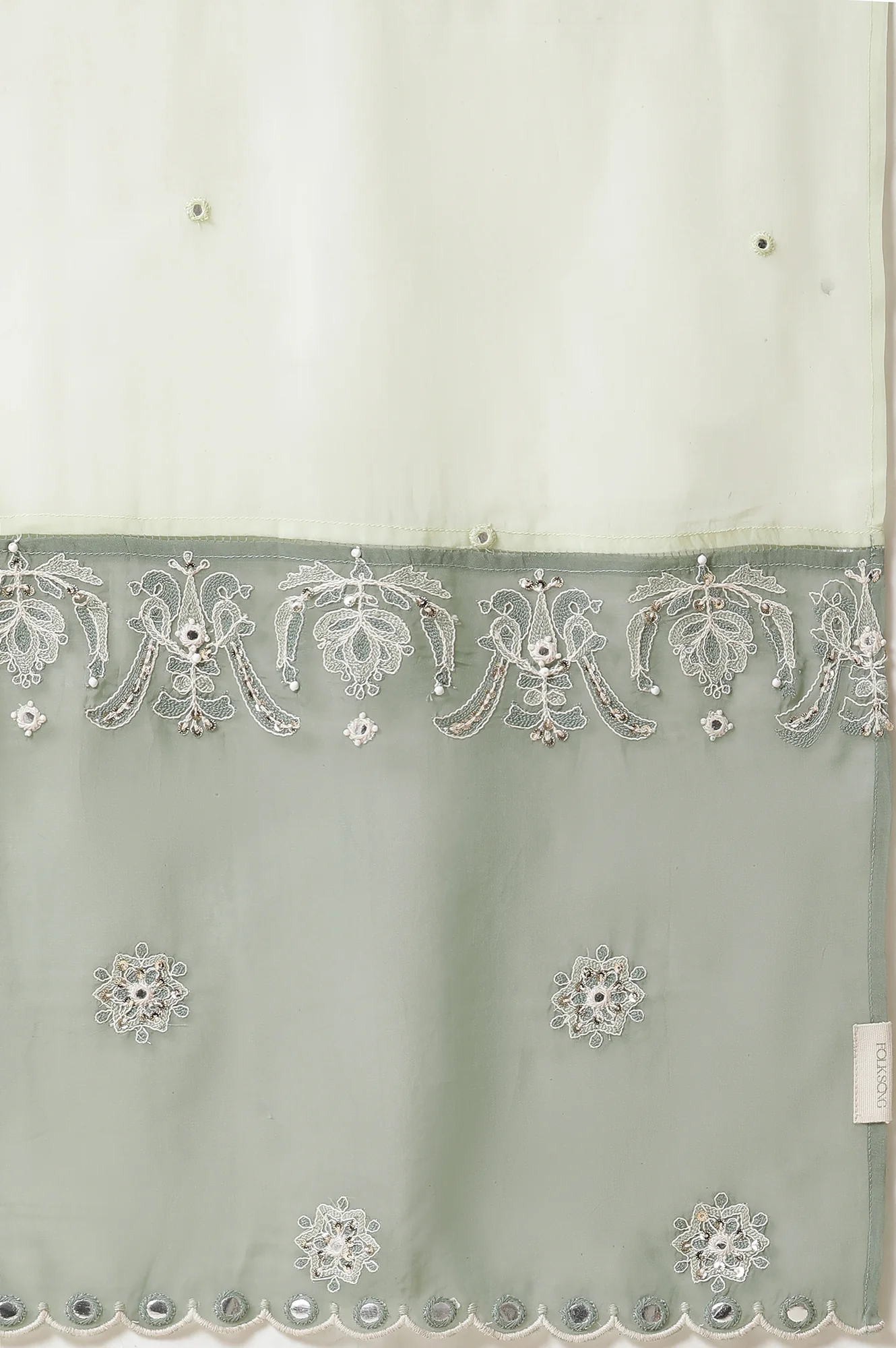 Light Green Embroidered Jacquard A-Line Kurta, Salwar And Dupatta Set - Image 10