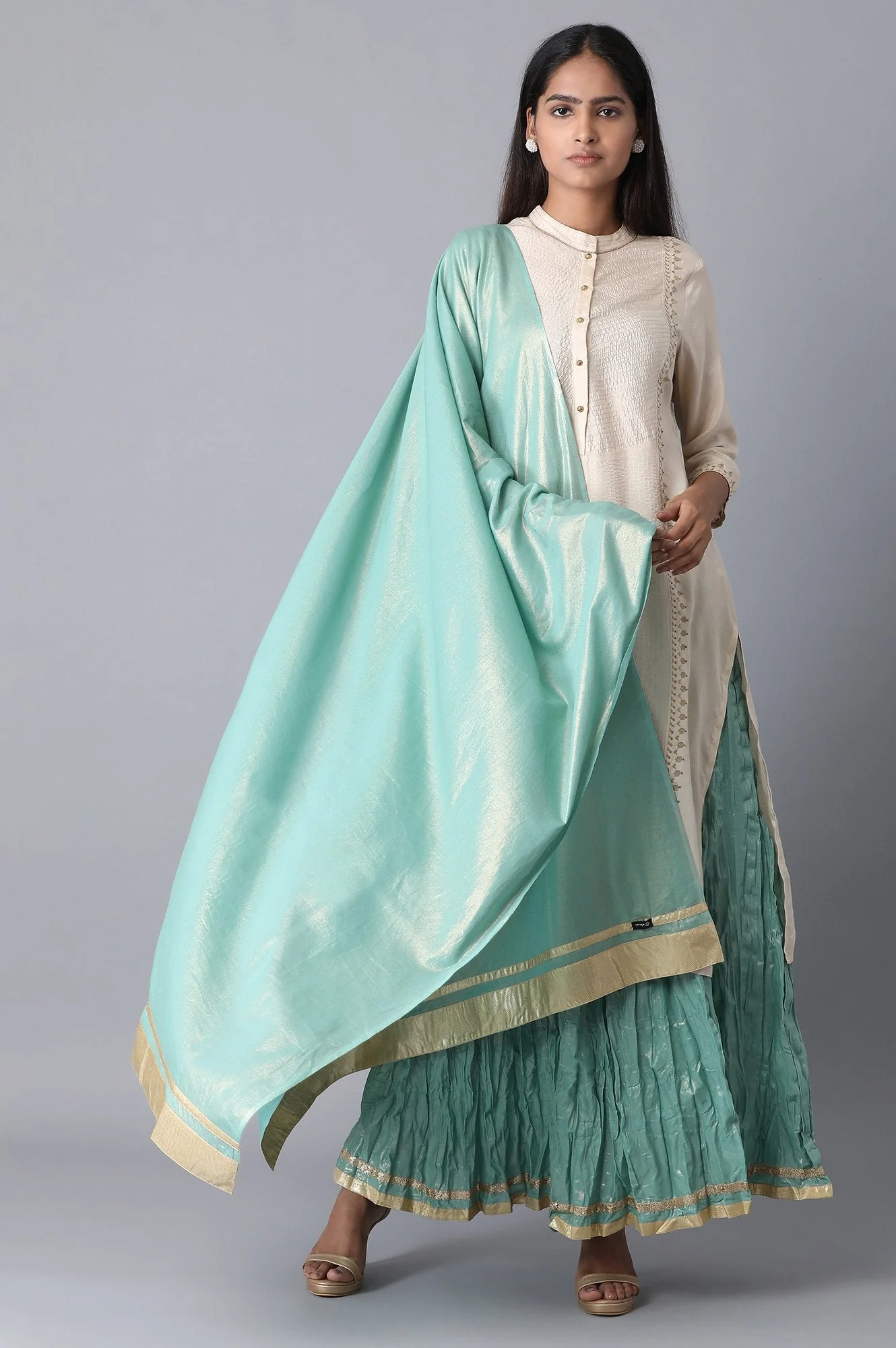 Elleven Women's Blue Voile Dupatta - Image 3