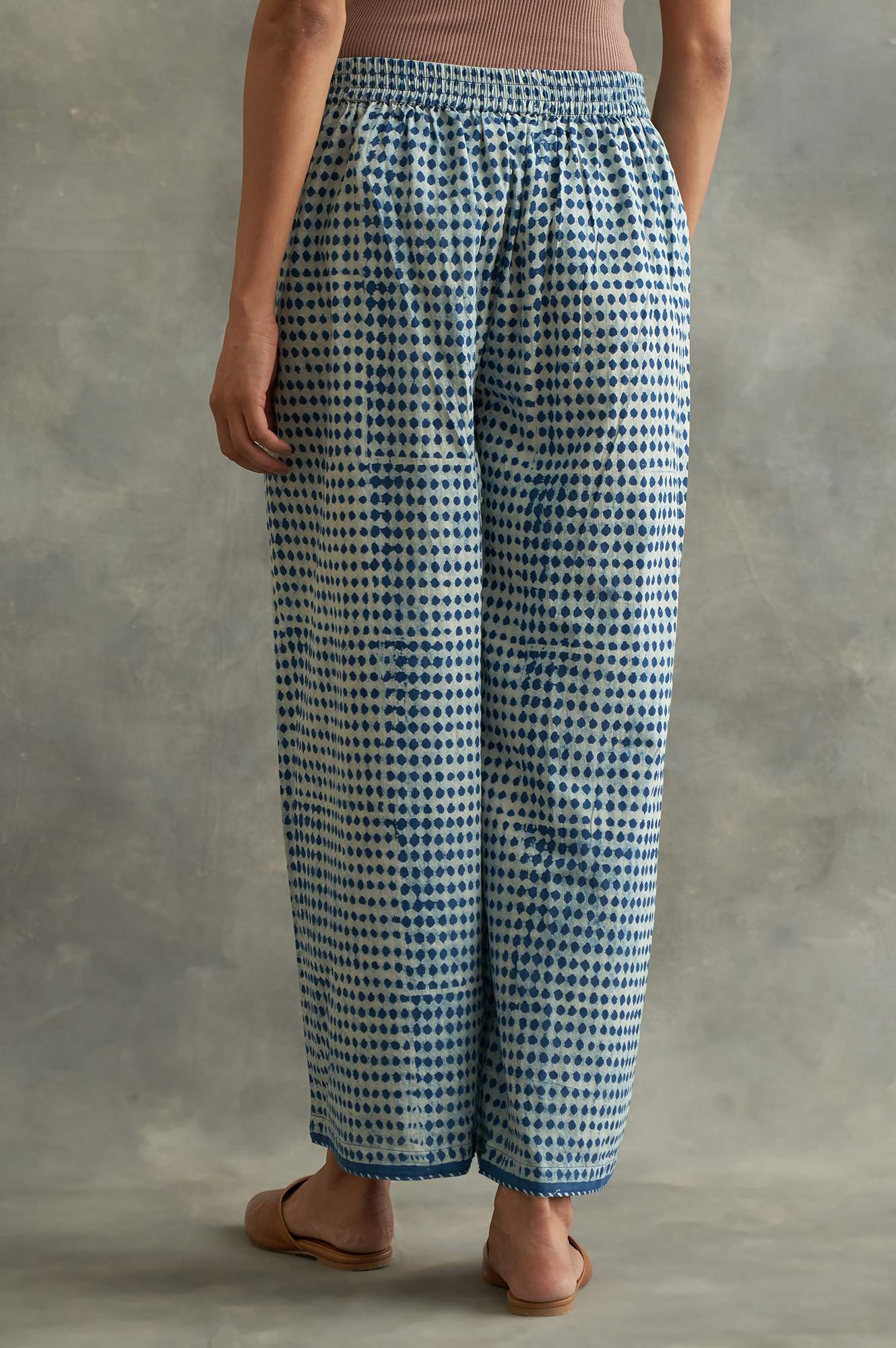 Light Grey Handblock Print Parallel Pants - Image 2
