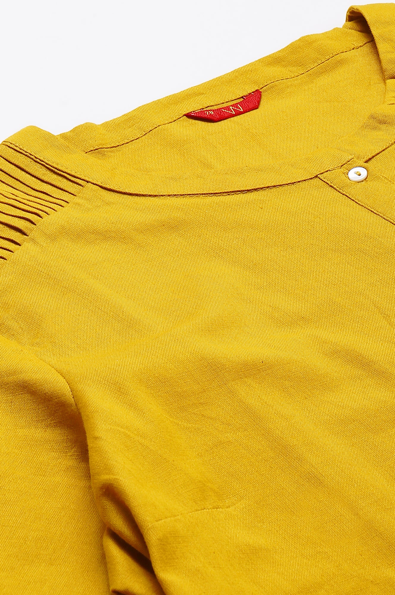 Light Yellow Half Placket Plus Size Shirt kurta - Image 7
