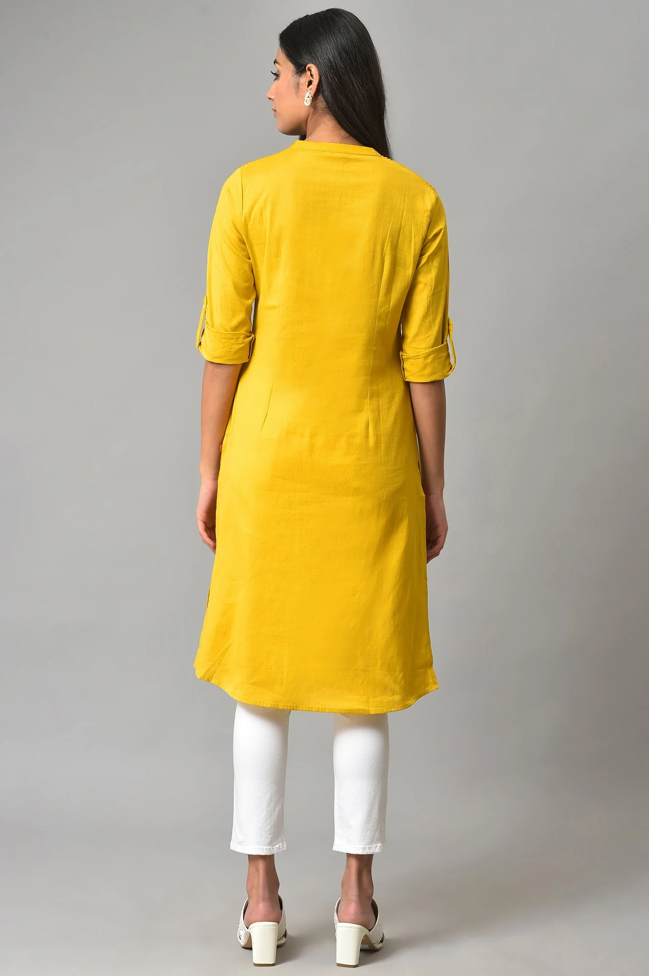 Light Yellow Half Placket Shirt kurta - Image 2