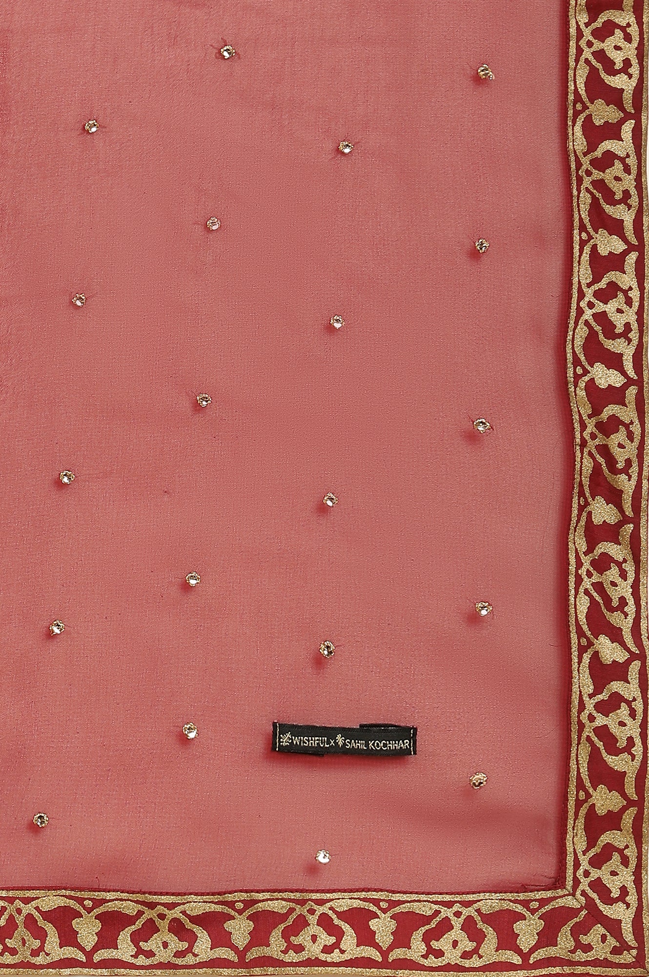 Maroon Mircro Velvet Embellished Kurta, Pants And Dupatta Set - Image 11