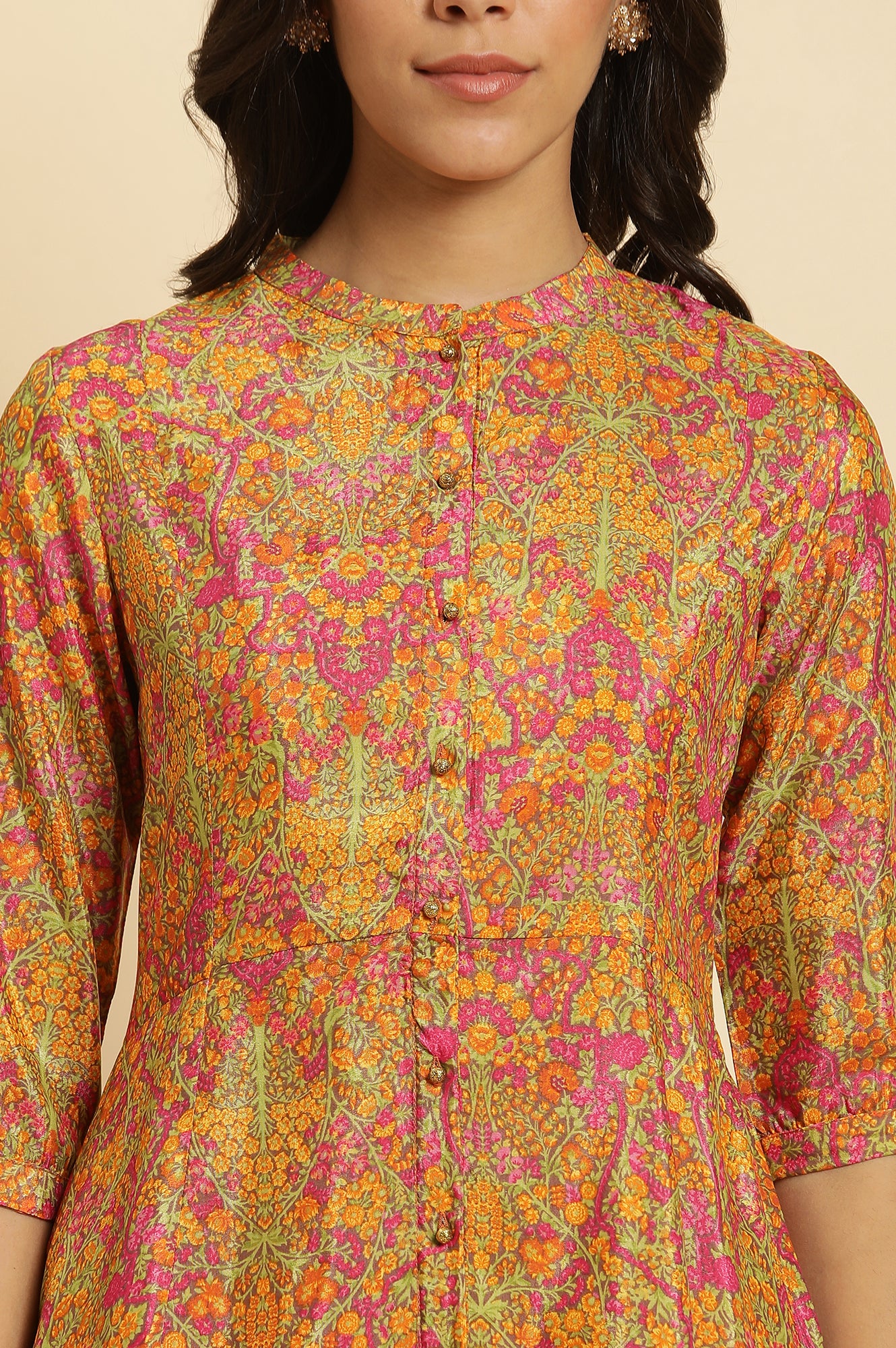 Multi-Coloured Floral Printed Kurta And Pants Set - Image 6