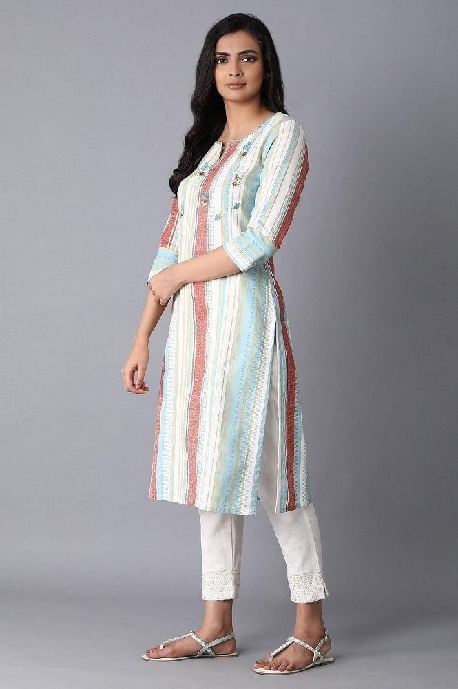 Multicoloured Stripe Print kurta - Image 3
