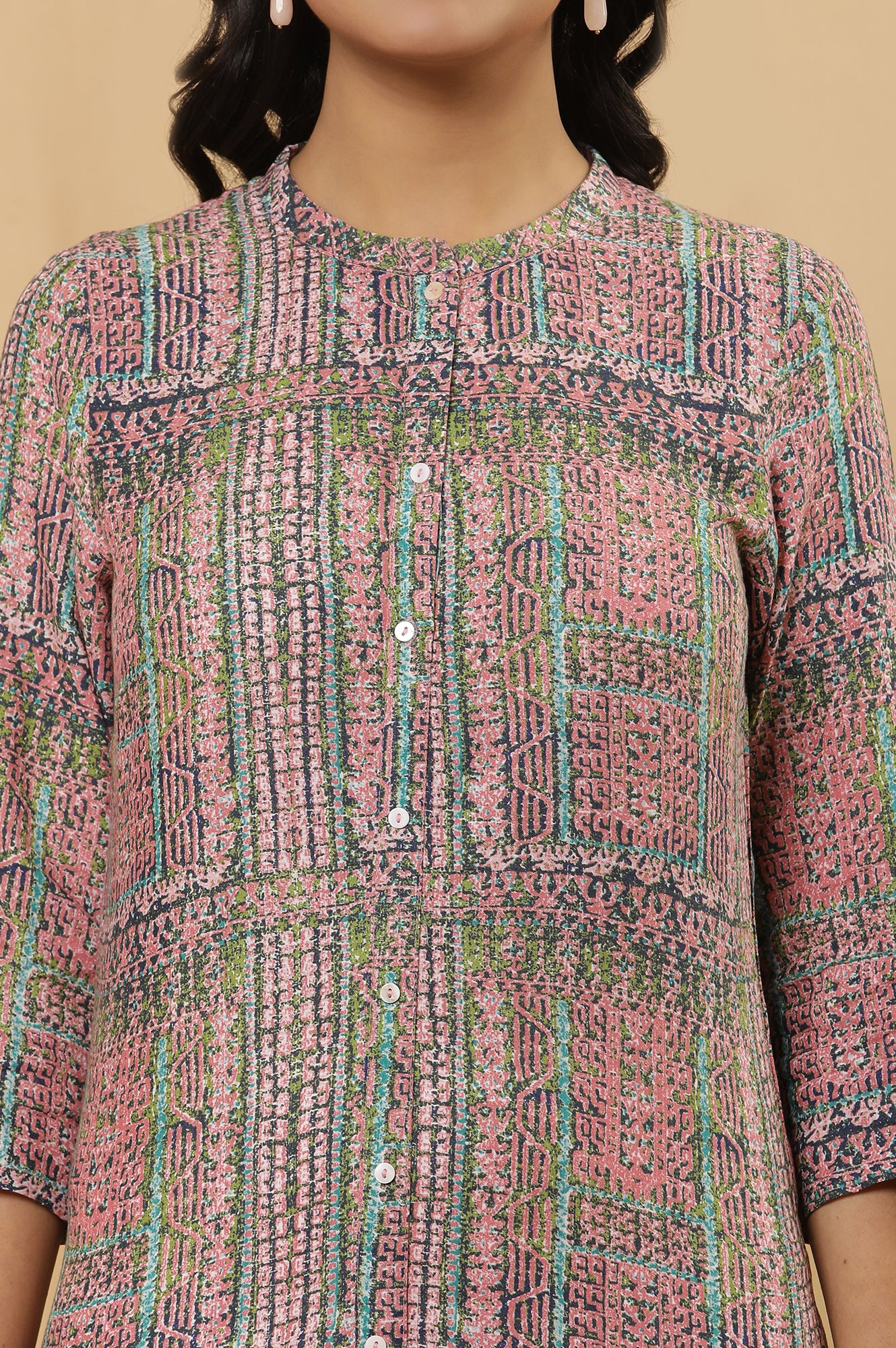 Multicoloured Printed Kurta And Tights Set - Image 6