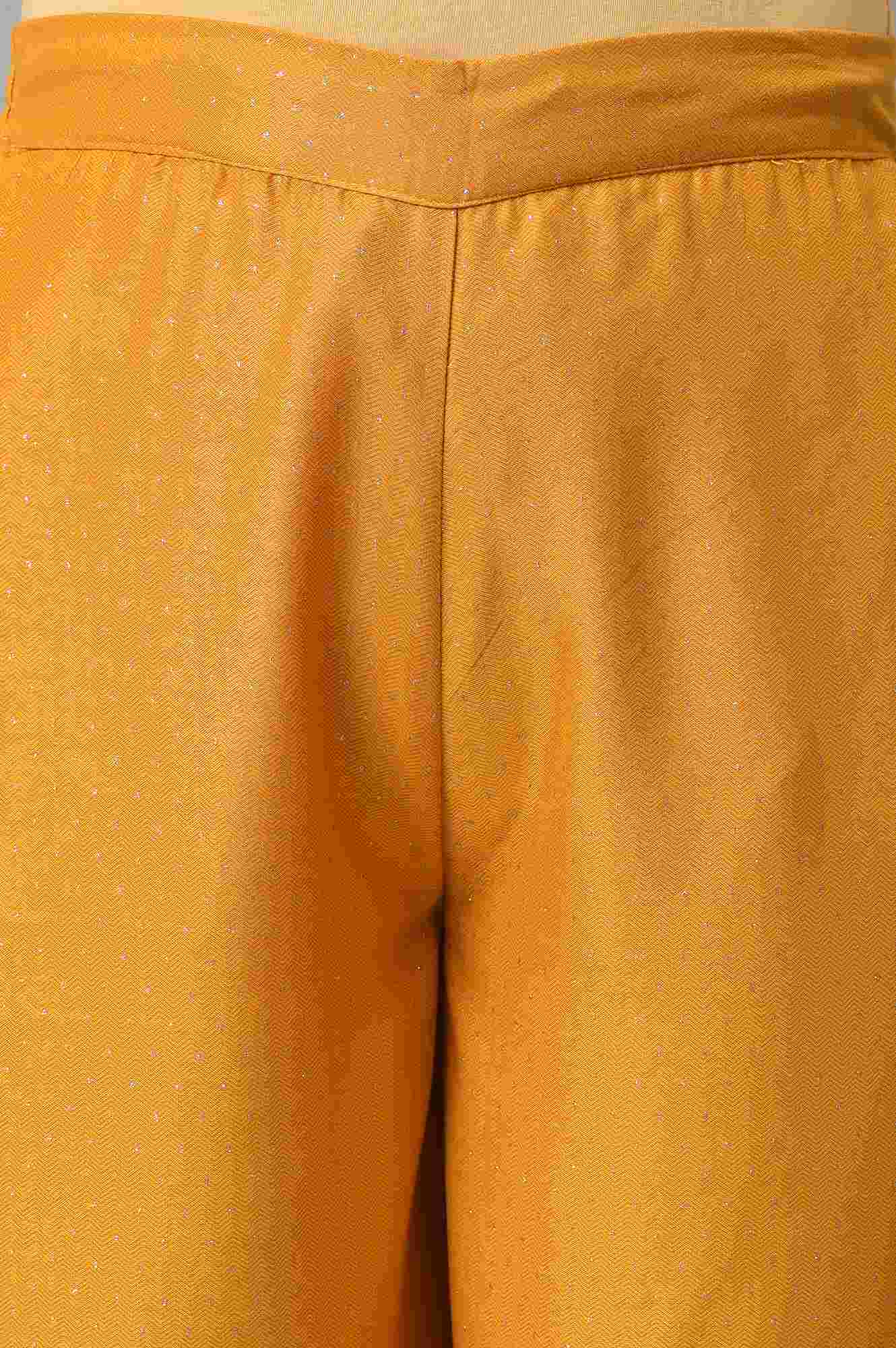 Mustard Glitter Printed Parallel Pants - Image 6