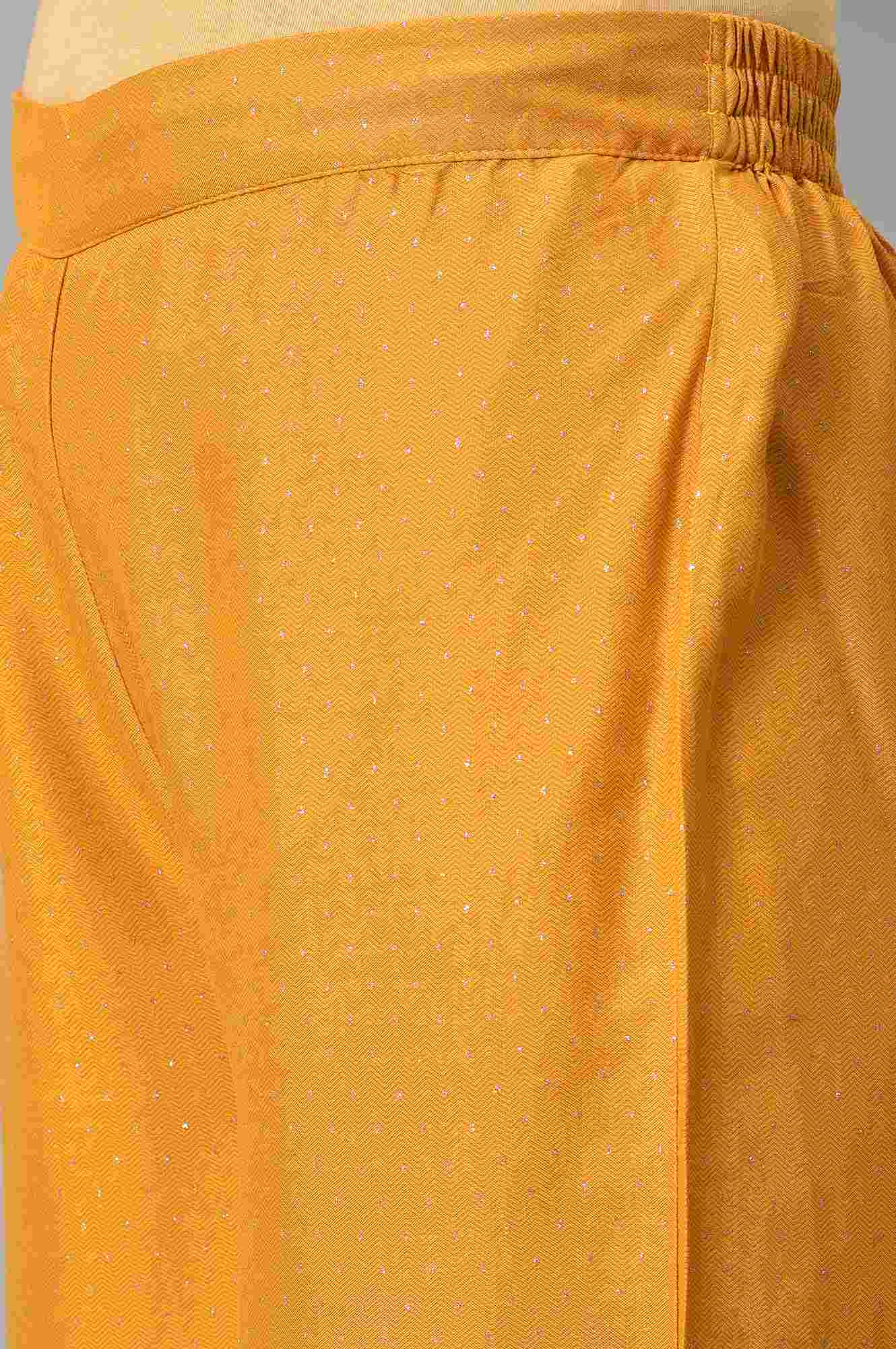 Mustard Glitter Printed Parallel Pants - Image 7