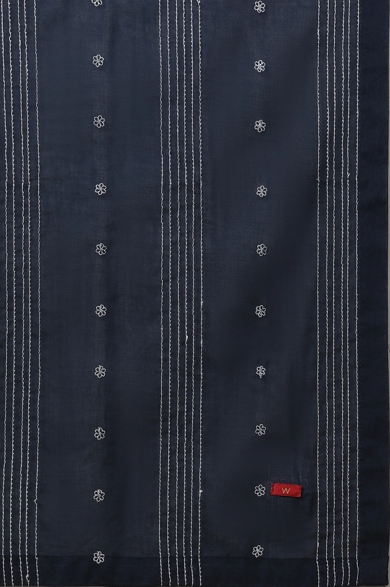 Navy Blue Embroidered Cotton Dupatta - Image 5