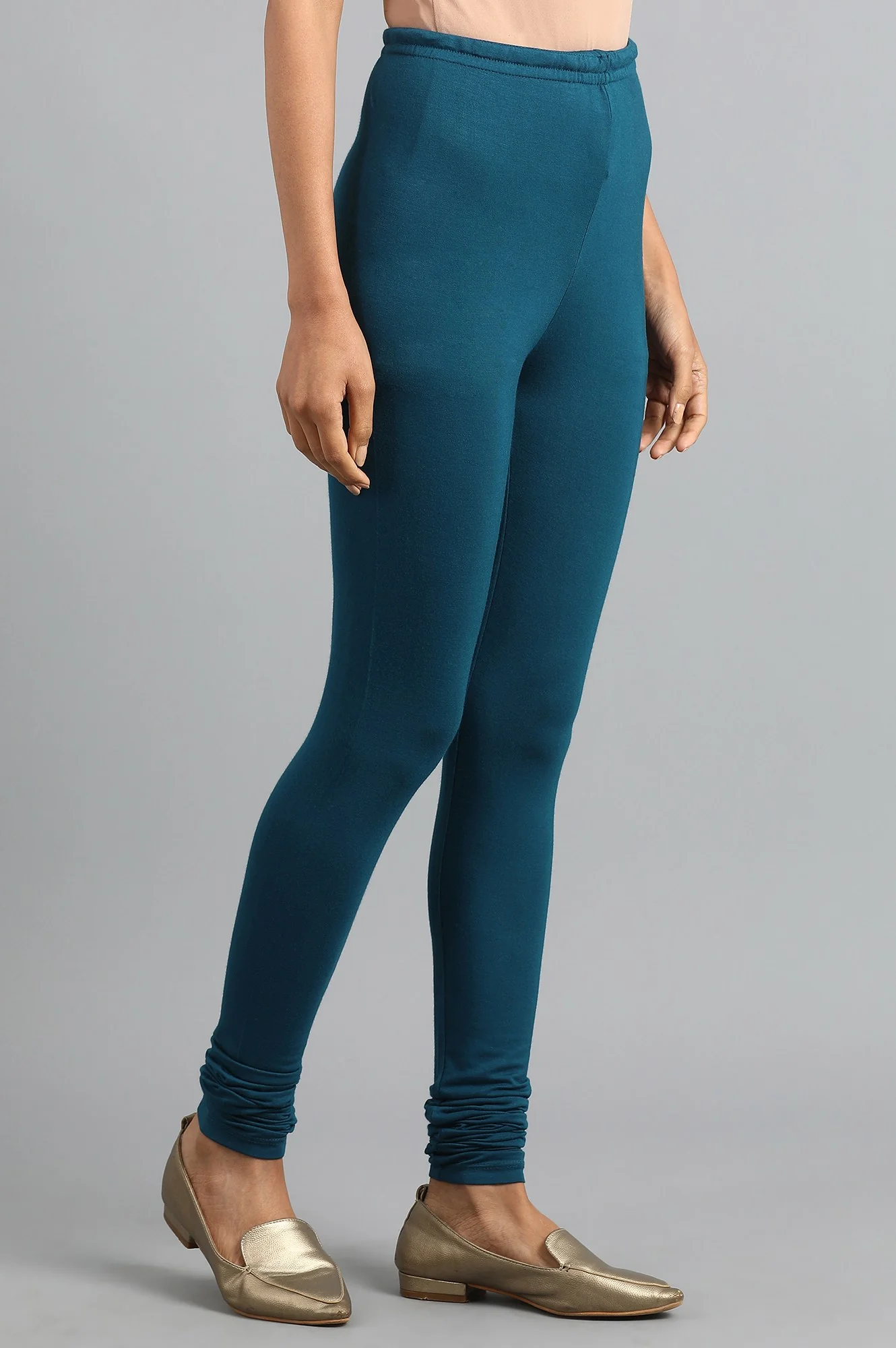 Navy Blue Knitted Churidar - Image 4