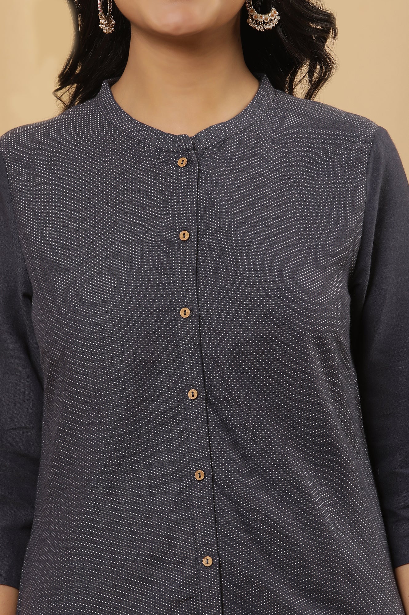 Navy Blue Printed Straight Kurta And Pants Set - Image 6