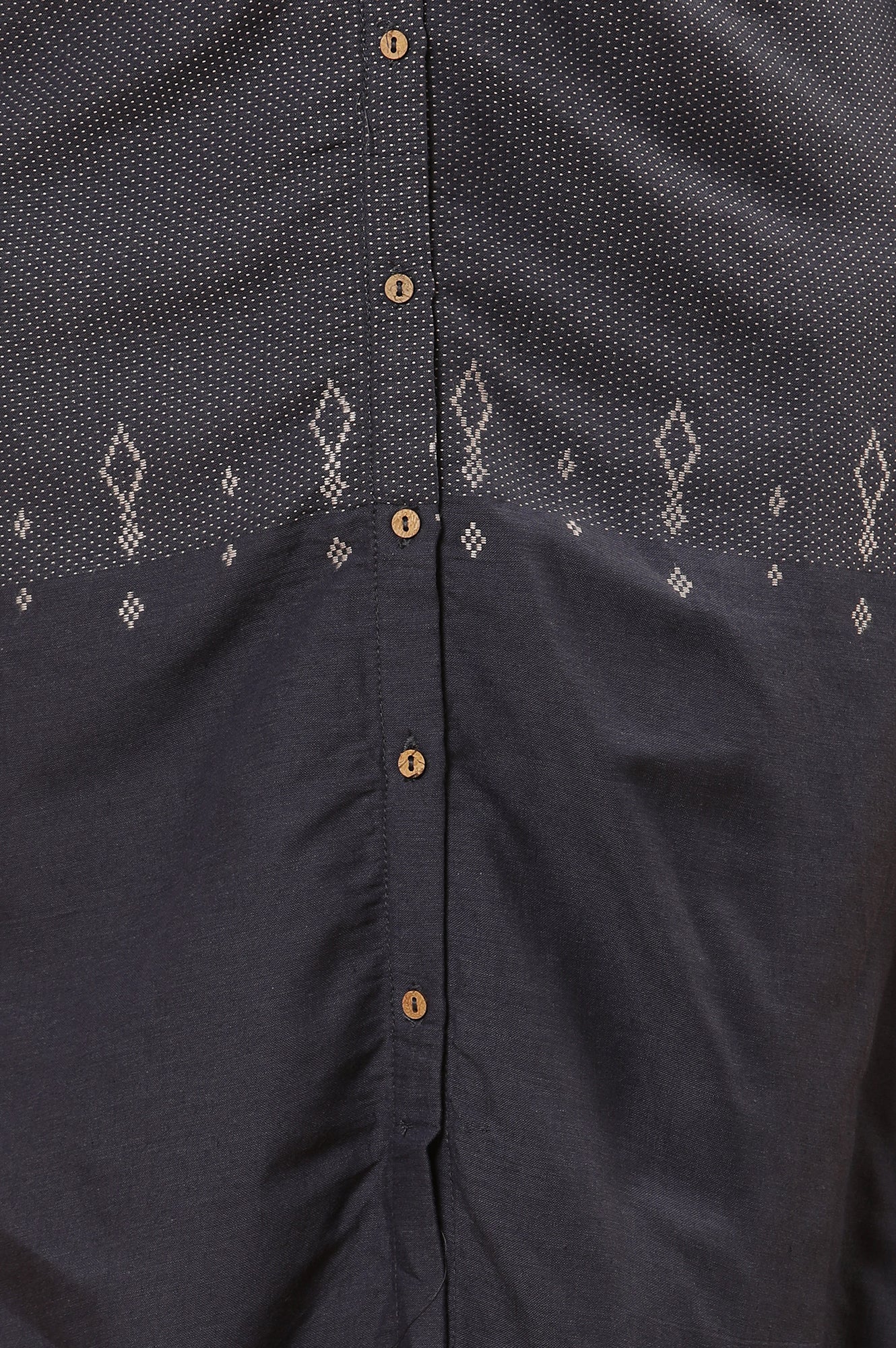 Navy Blue Printed Straight Kurta And Pants Set - Image 9