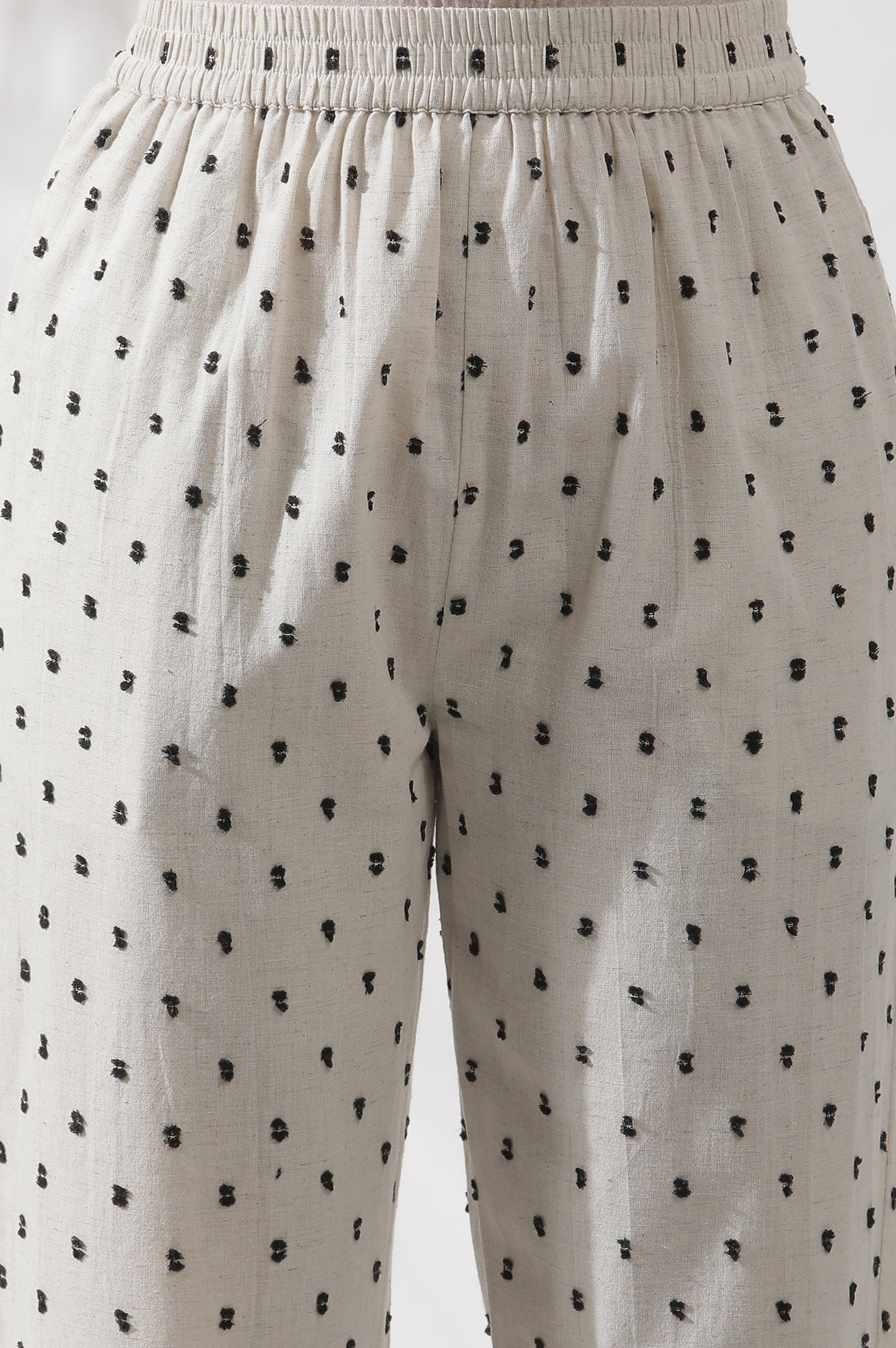 Off-White Schiffli Embroidered Kurta, Pants And Black Dupatta Set - Image 8