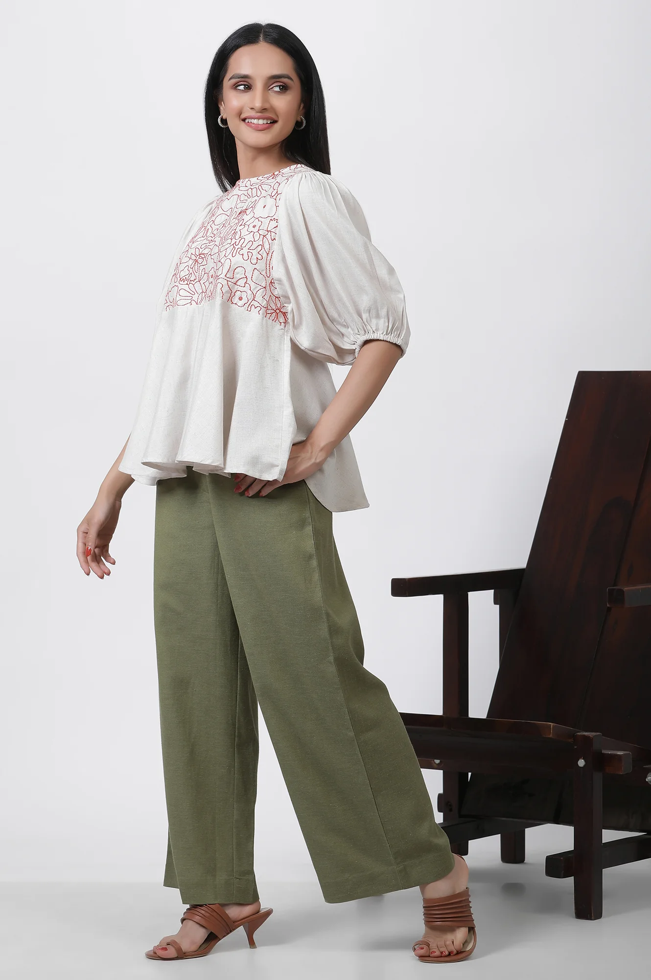 Olive Green Office Look Straight Trouser - Image 5