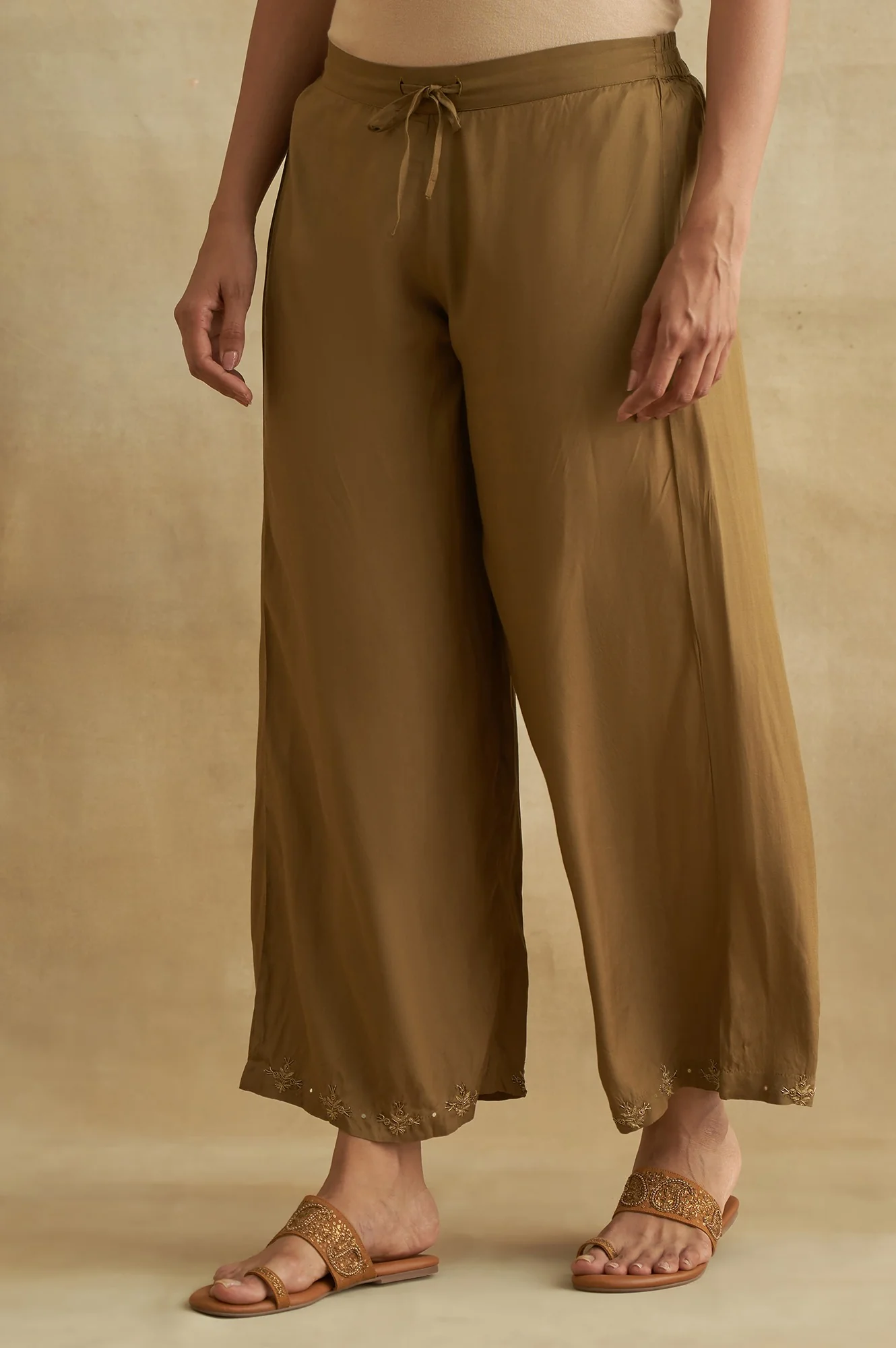 Olive Solid Parallel Pants - Image 3