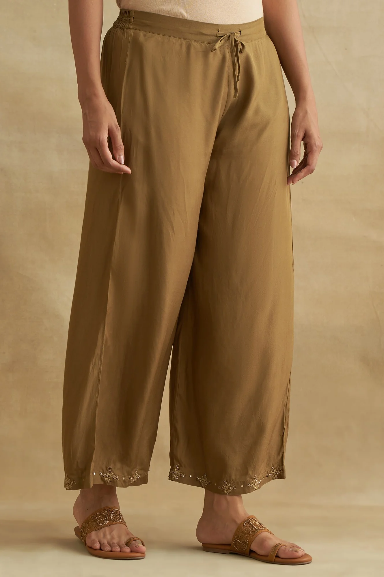 Olive Solid Parallel Pants - Image 4