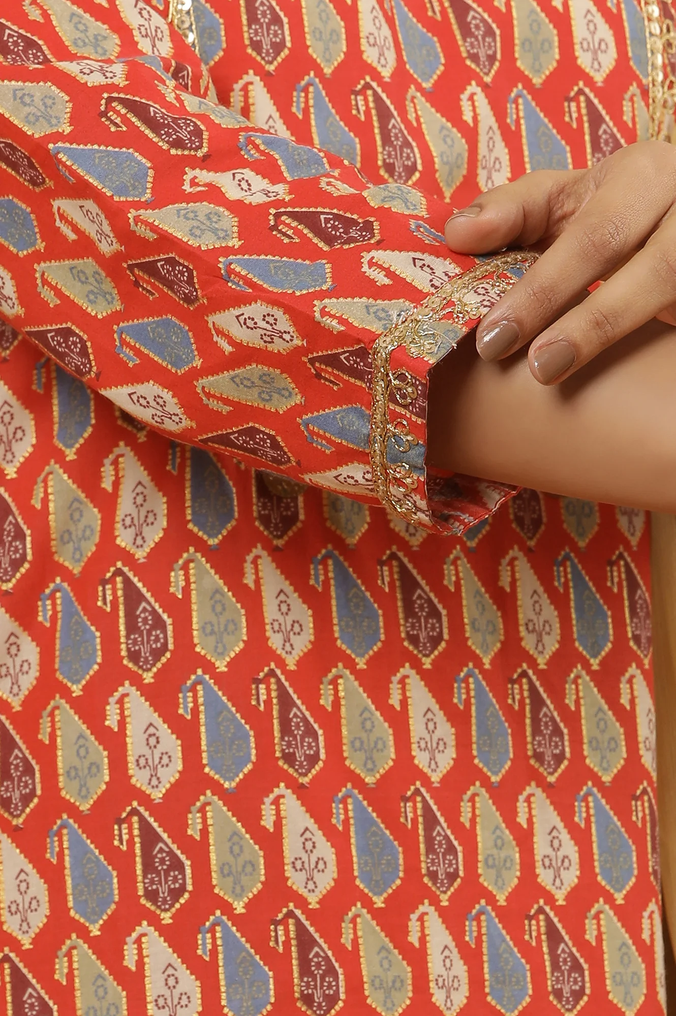 Orange Dori Embroidered Kurta, Pants And Dupatta Set - Image 7