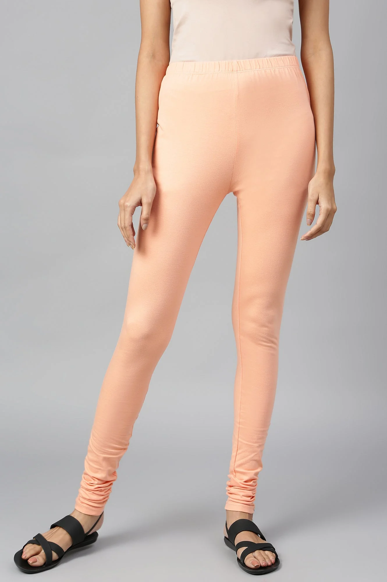 Elleven Women's Orange Skin Fit Churidar