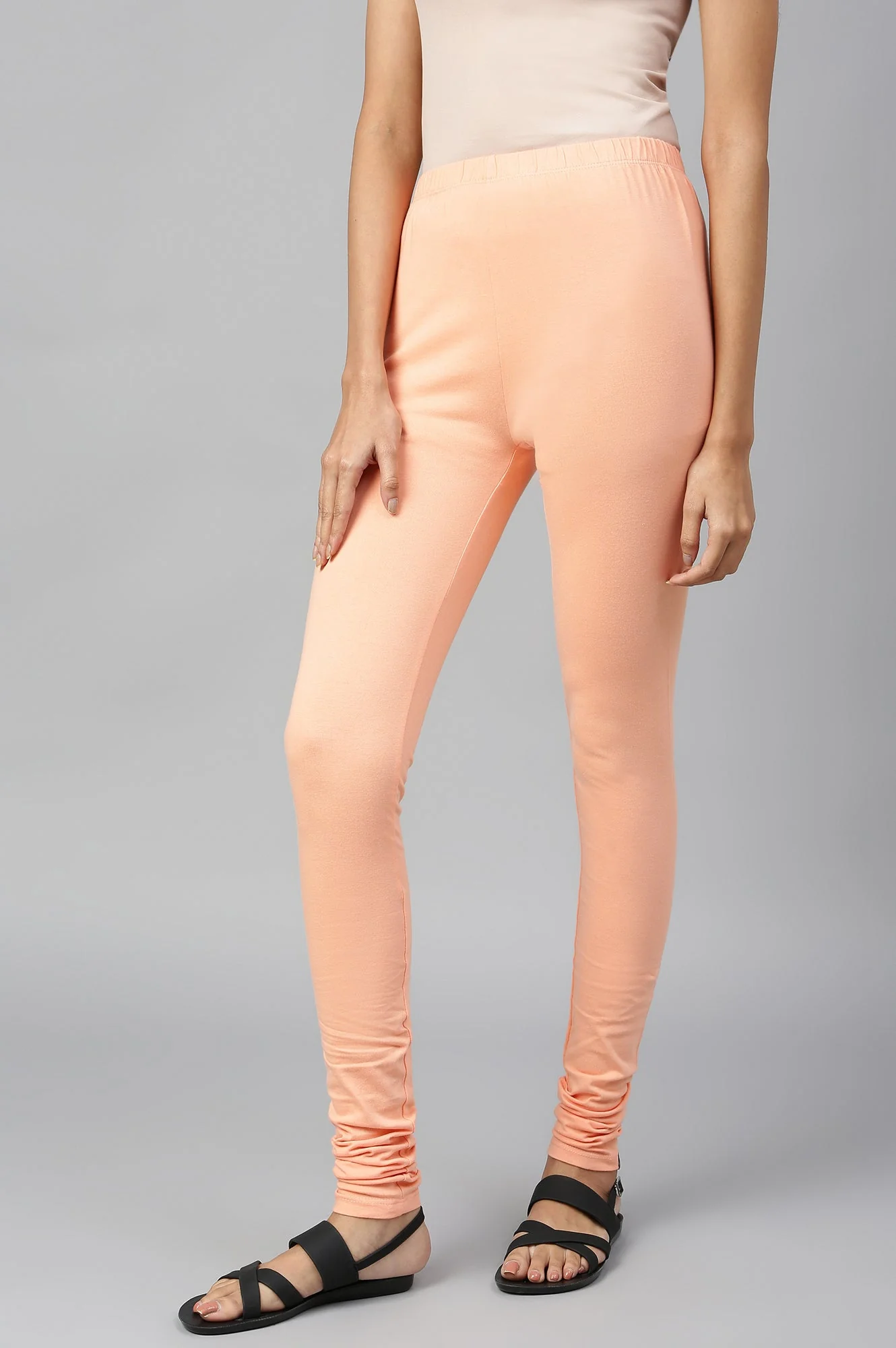 Elleven Women's Orange Skin Fit Churidar - Image 2