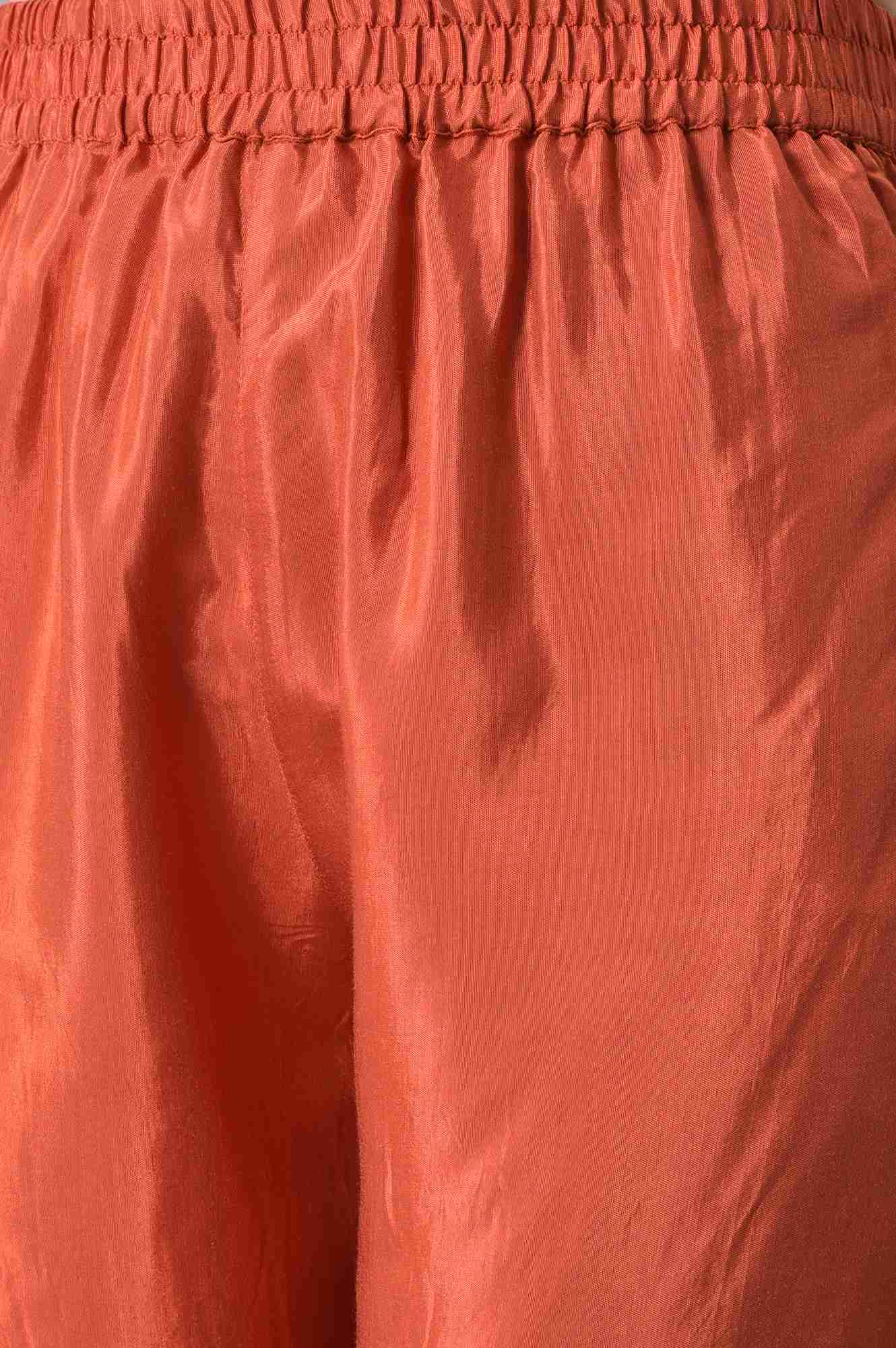Orange Zari TopStitched Placket kurta with Straight Pants Co-ord Set - Image 7