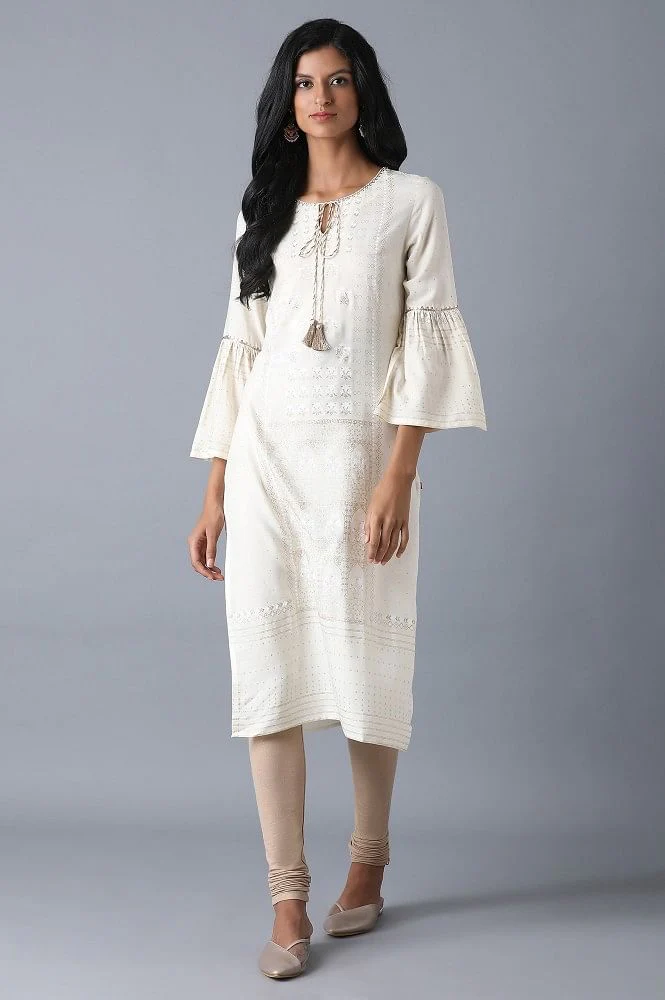 Pale Beige Knitted Churidar - Image 5