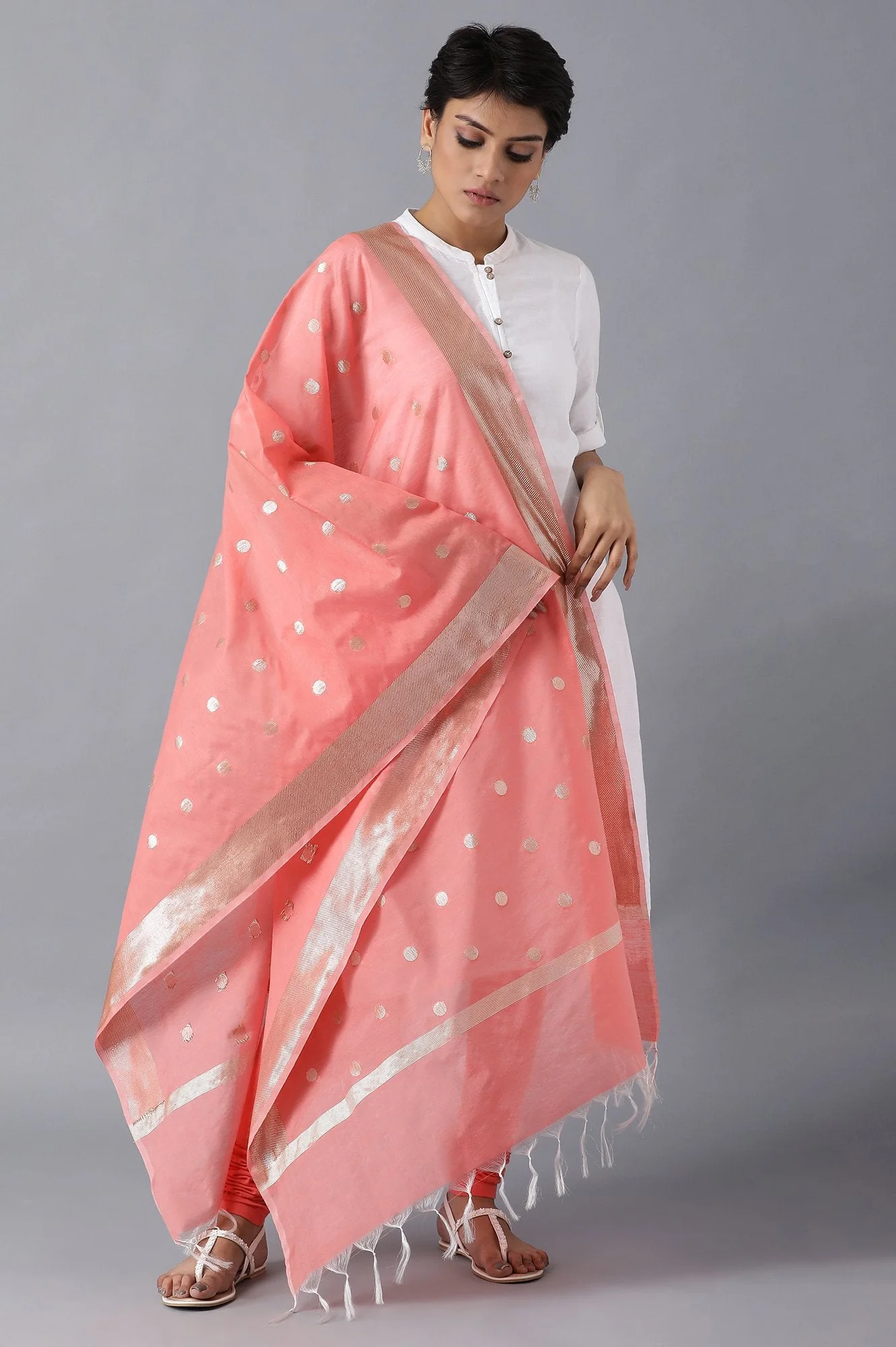 Elleven Women's Peach Cotton Dupatta - Image 3