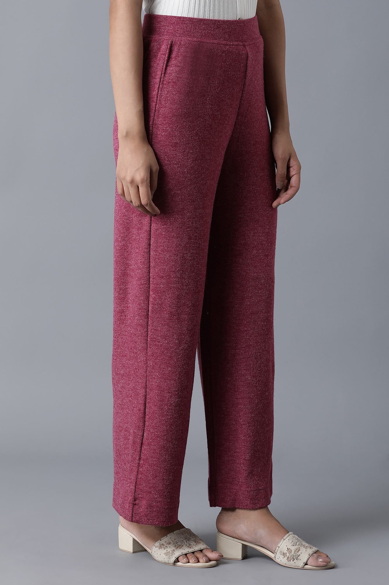 Elleven Women's Pink Solid Straight Fit Palazzo With Elasticated Waist - Image 5