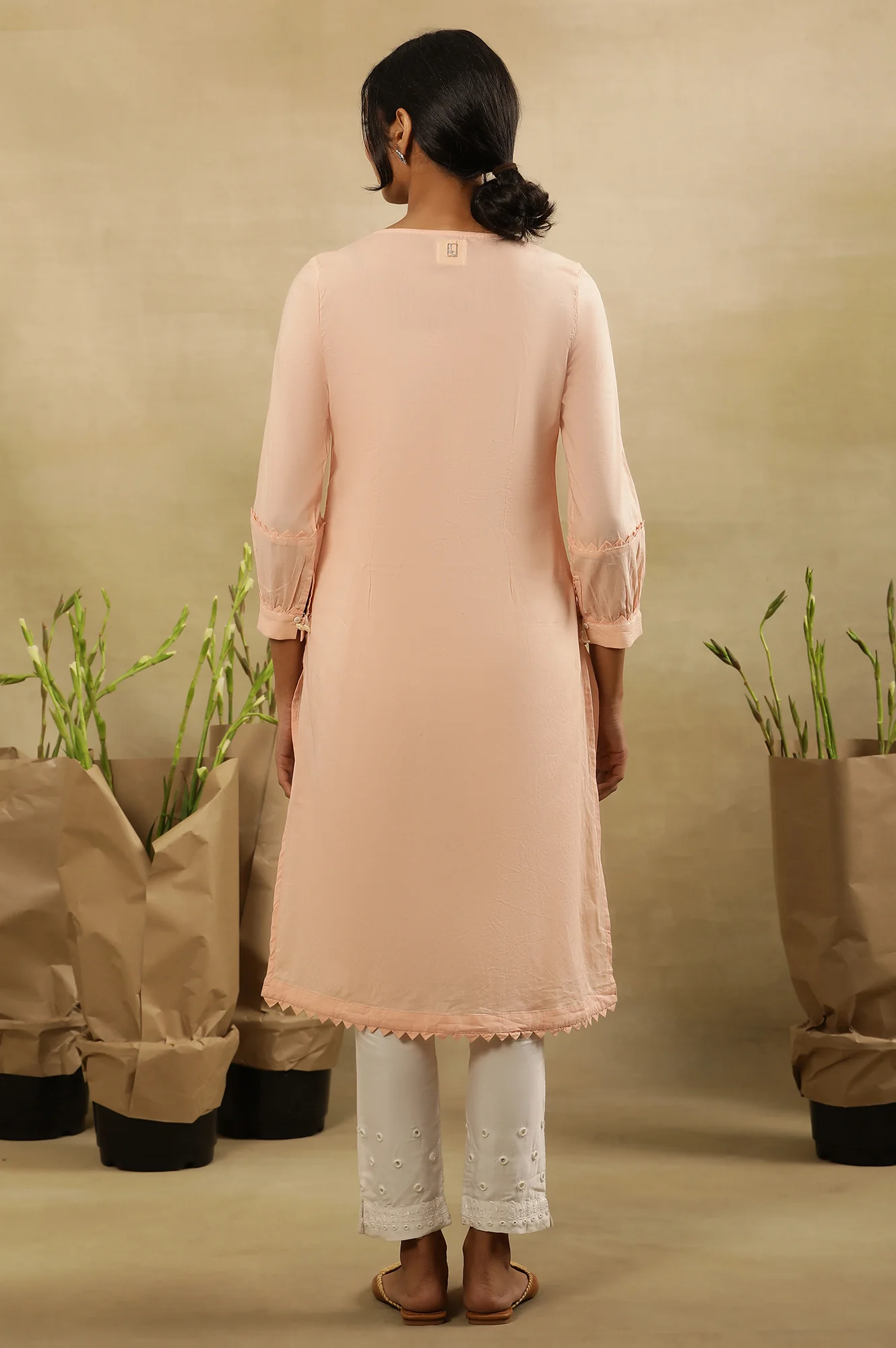 Pink Chikankari Cotton Kurta - Image 4