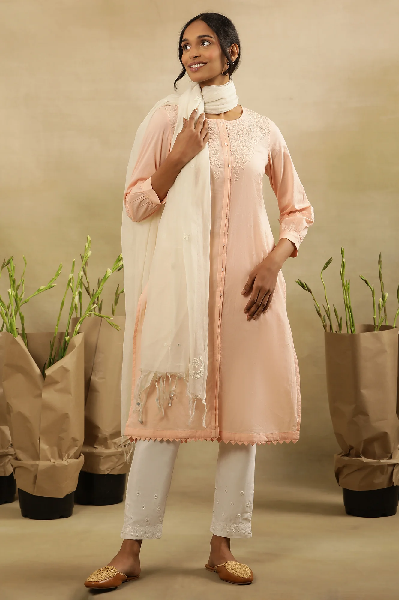 Pink Chikankari Cotton Kurta - Image 6