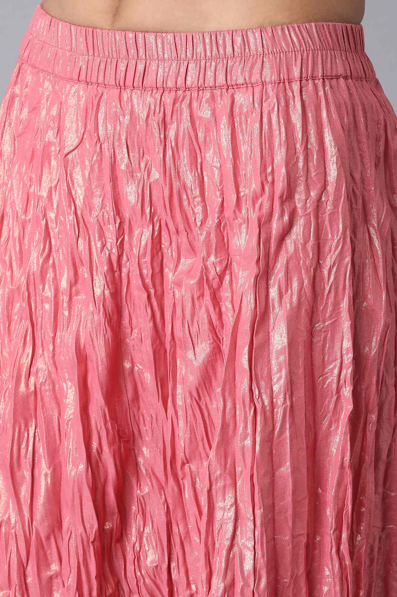 Elleven Women's Pink Floral Printed Flared Cotton Skirt With Elasticated Waist - Image 6