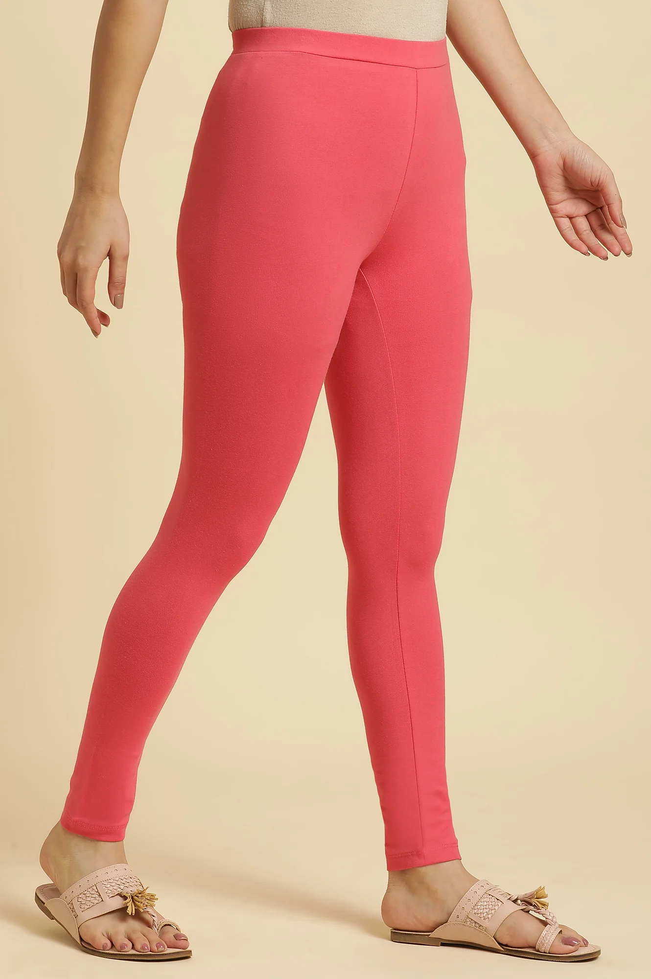 Pink Cotton Jersey Tights - Image 4